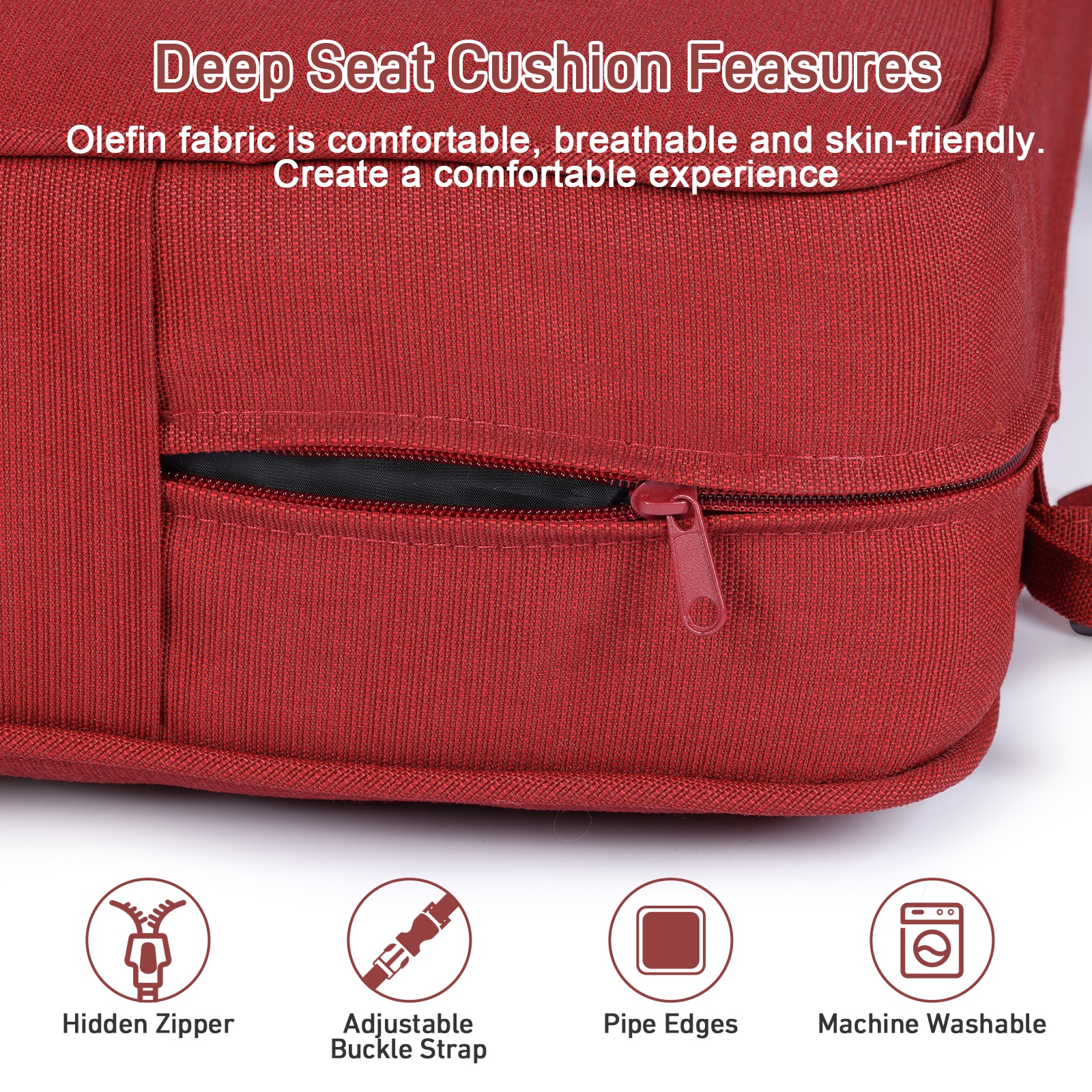 Aoodor A059-PRDRD Patio-Furniture-Cushions - View #6