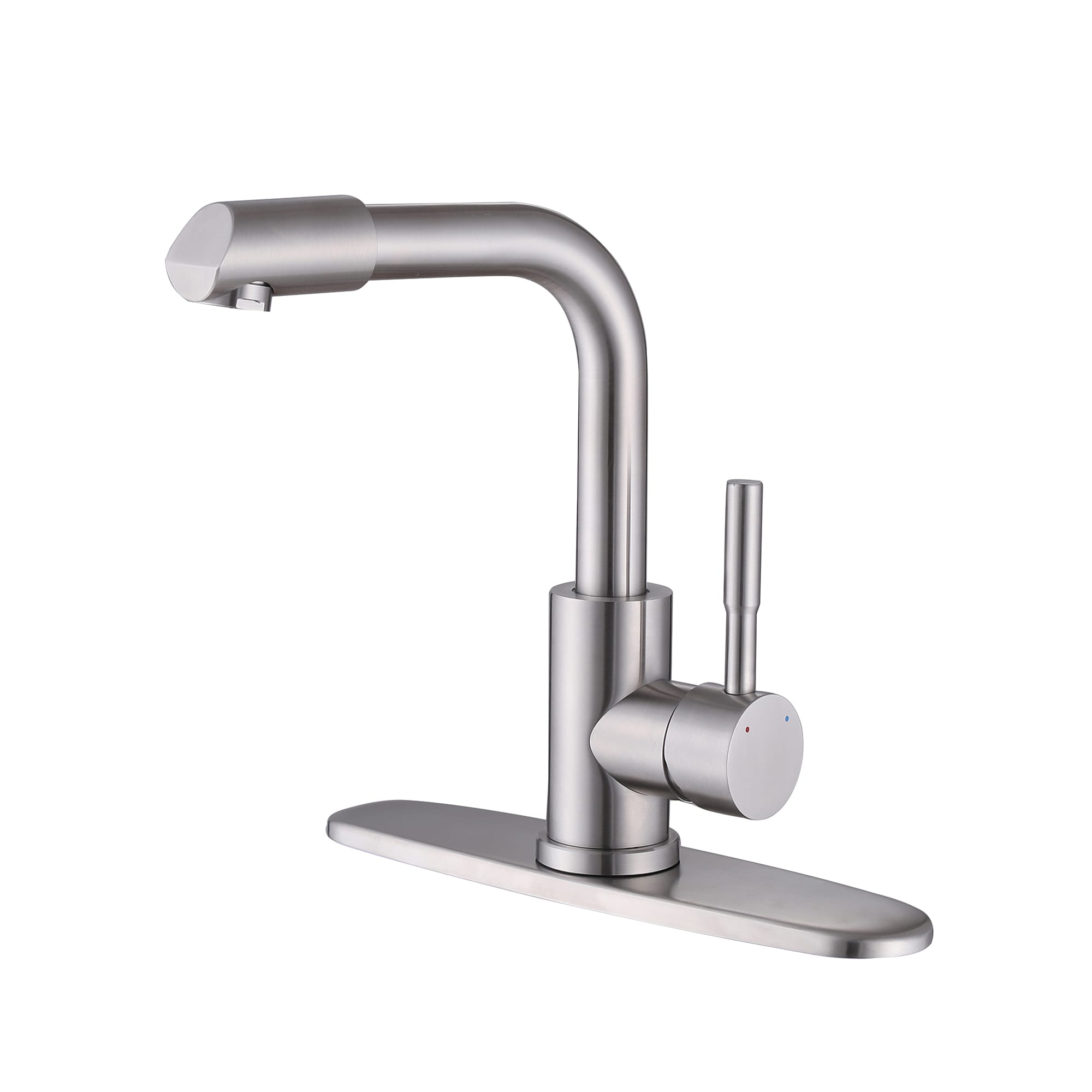 RBROHANT Single Hole 1-Handle Bathroom Sink Faucet with Adjustable-Angle Spout in Brushed Nickel