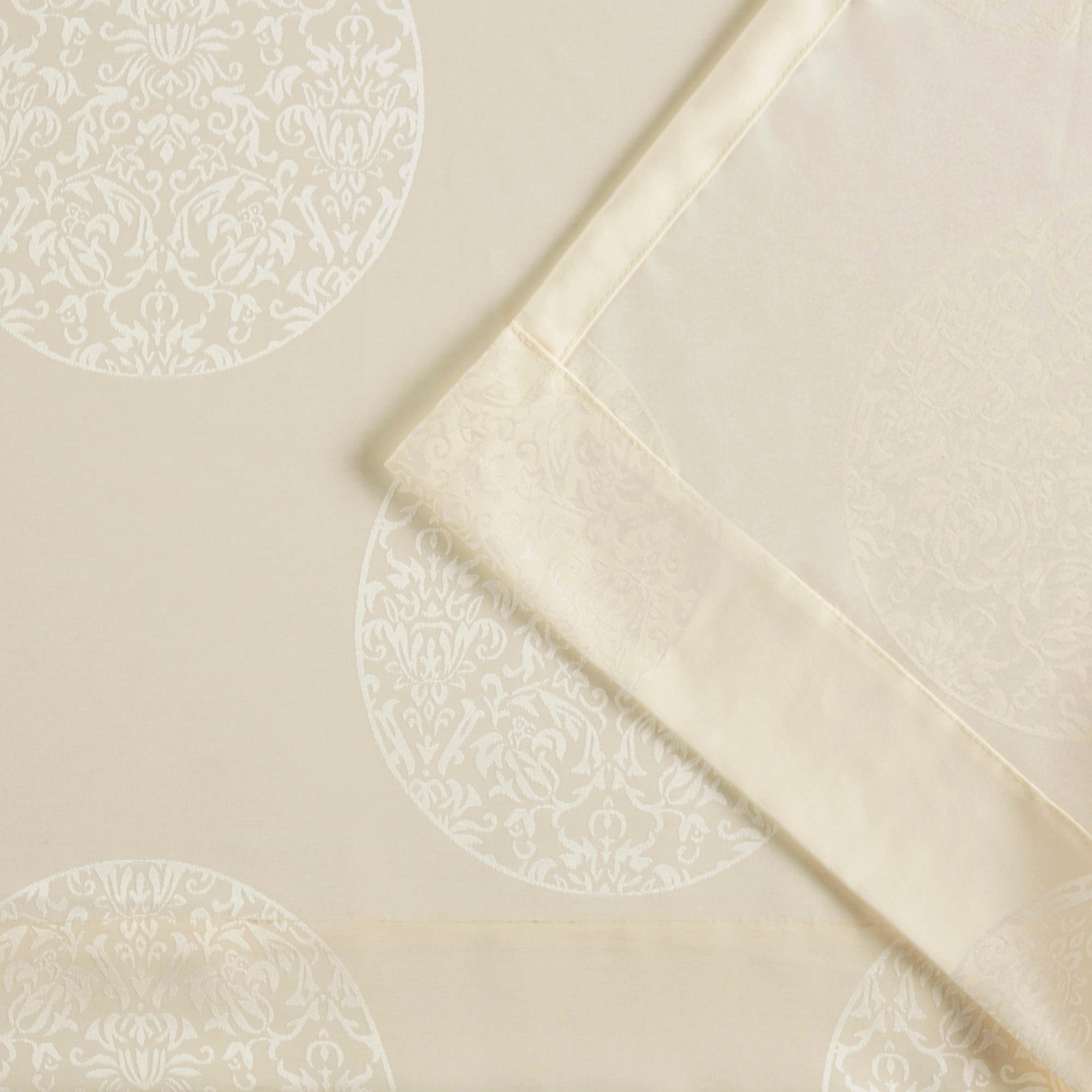 Ivory Linen Jacquard Grommet Top Curtain Panels