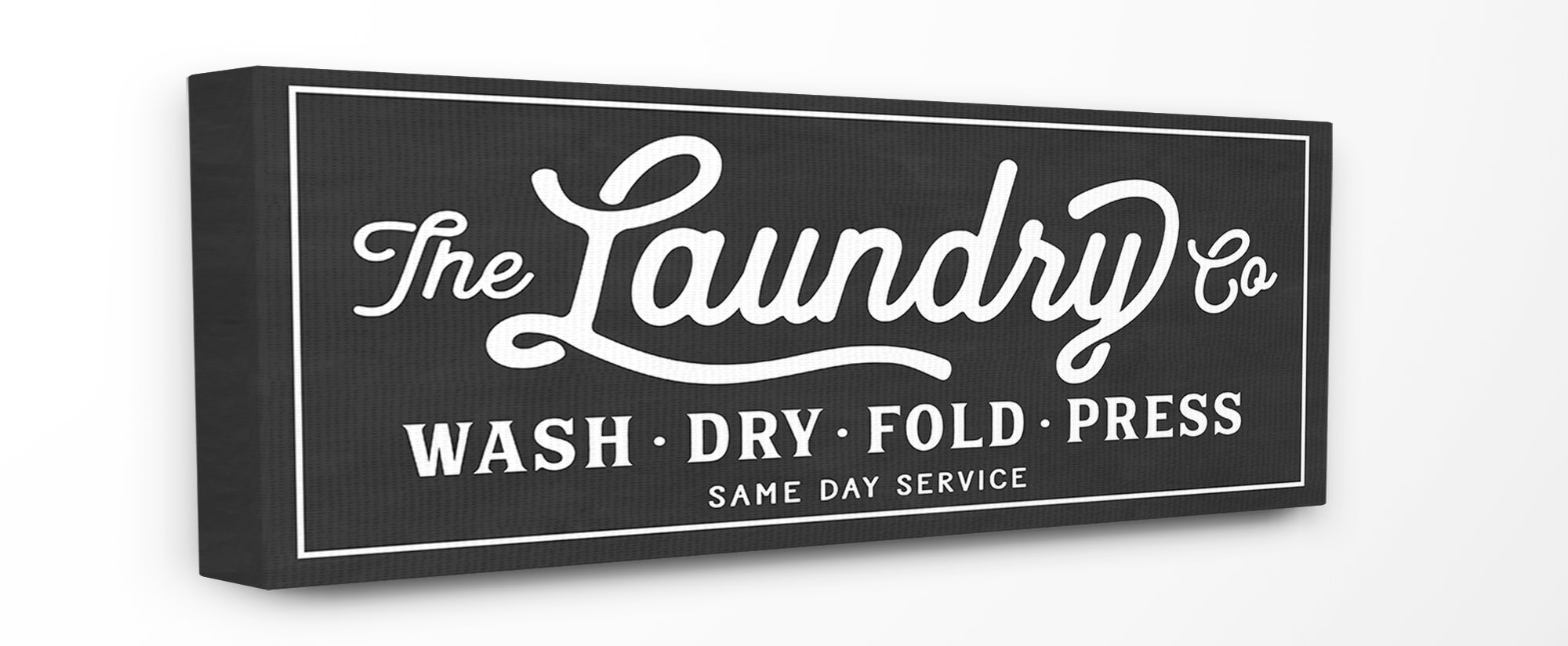 Vintage Black and White Laundry Sign Canvas Wall Art