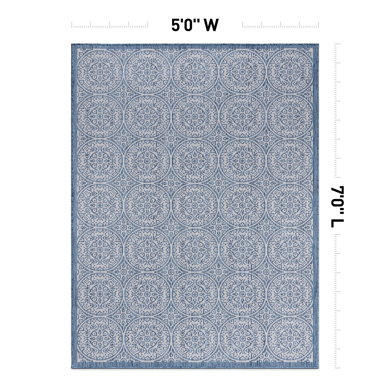 Contemporary Floral Blue 5' x 7' Indoor/Outdoor Area Rug