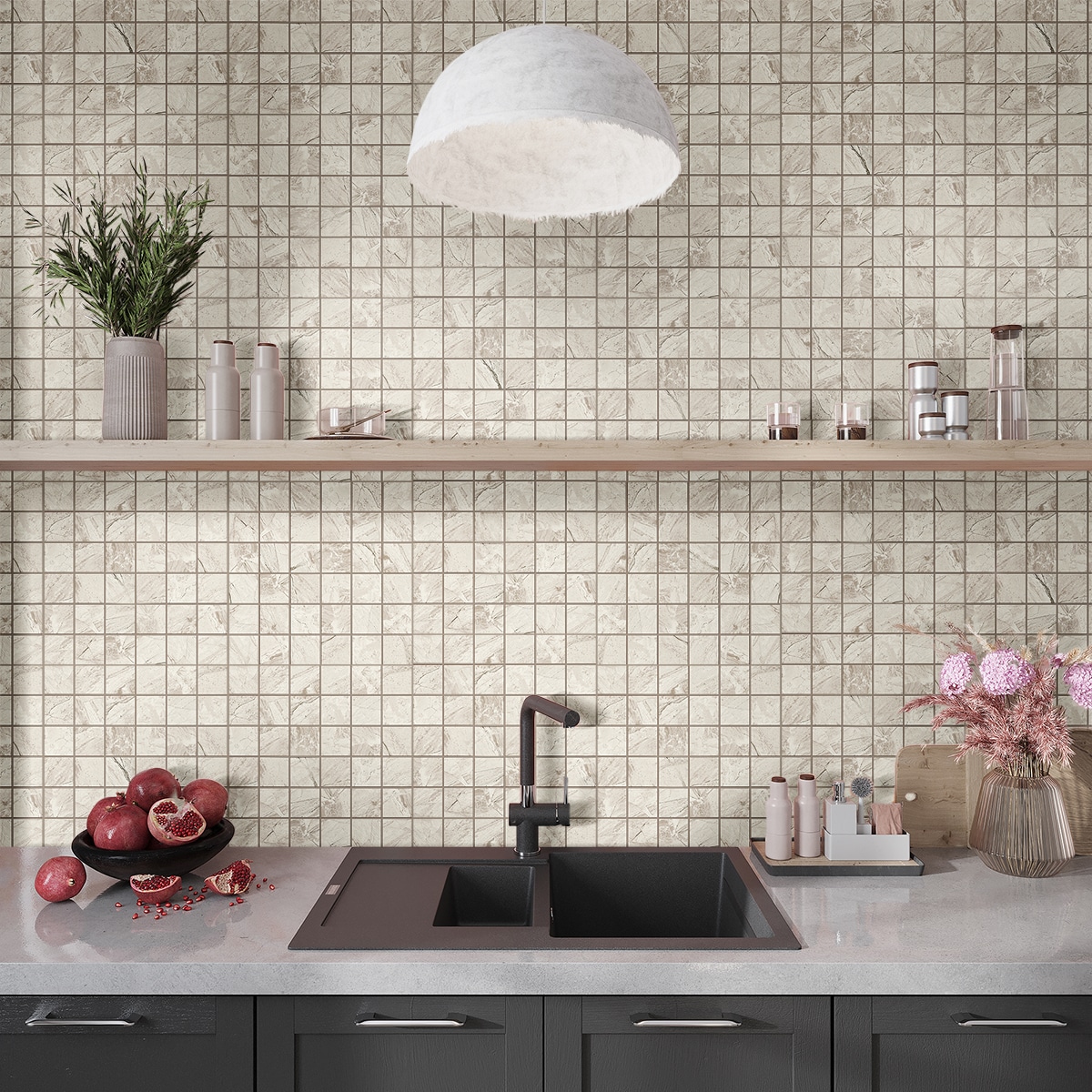 Apollo Tile IMP88EAWHMOS Splendor Stone Beige 12-in x 12-in Matte Porcelain Stone look Mosaic Floor and Wall Tile ( 5.81-sq ft Carton
