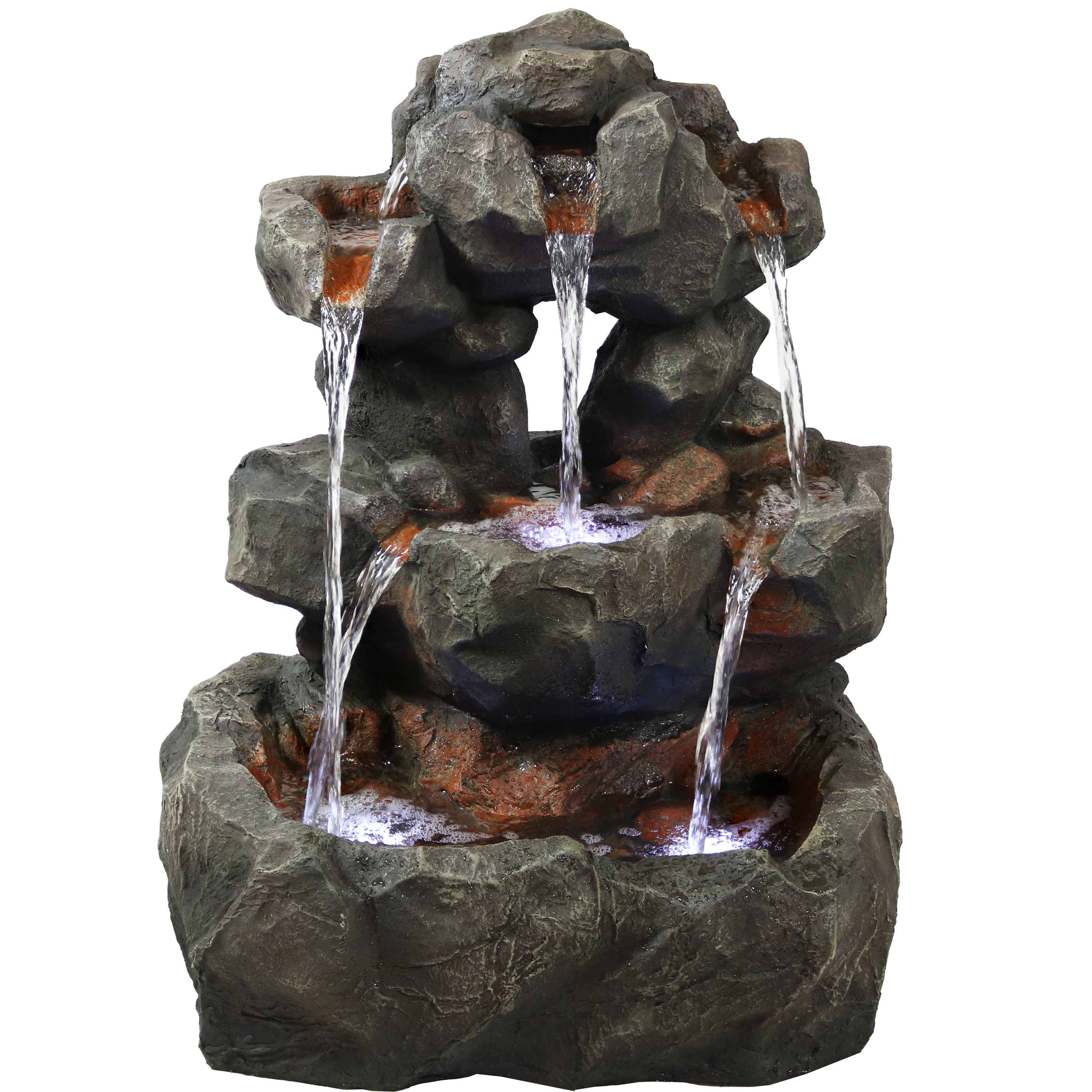Sunnydaze Decor DW-34086 32-in H Resin Rock Waterfall Outdoor Fountain Pump Included