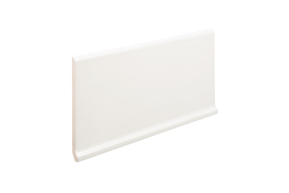 Emser Perspective Pure White Porcelain Cove Base Tile (6-in x 12-in)