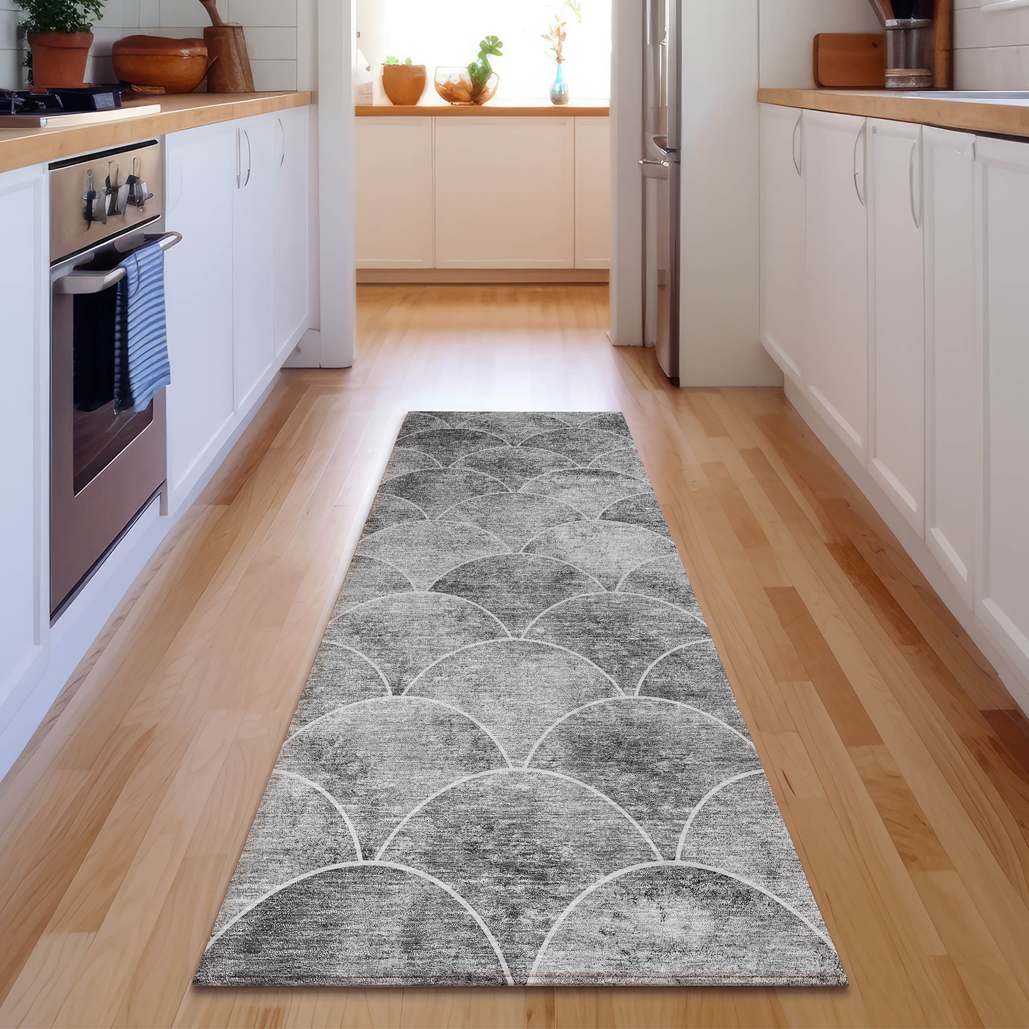 Addison Rugs AMF594GY2X8 Mayfield AMF594GY 2 x 7 (ft) Loomed Polyester Gray Rectangular Indoor Geometric Machine washable Area rug