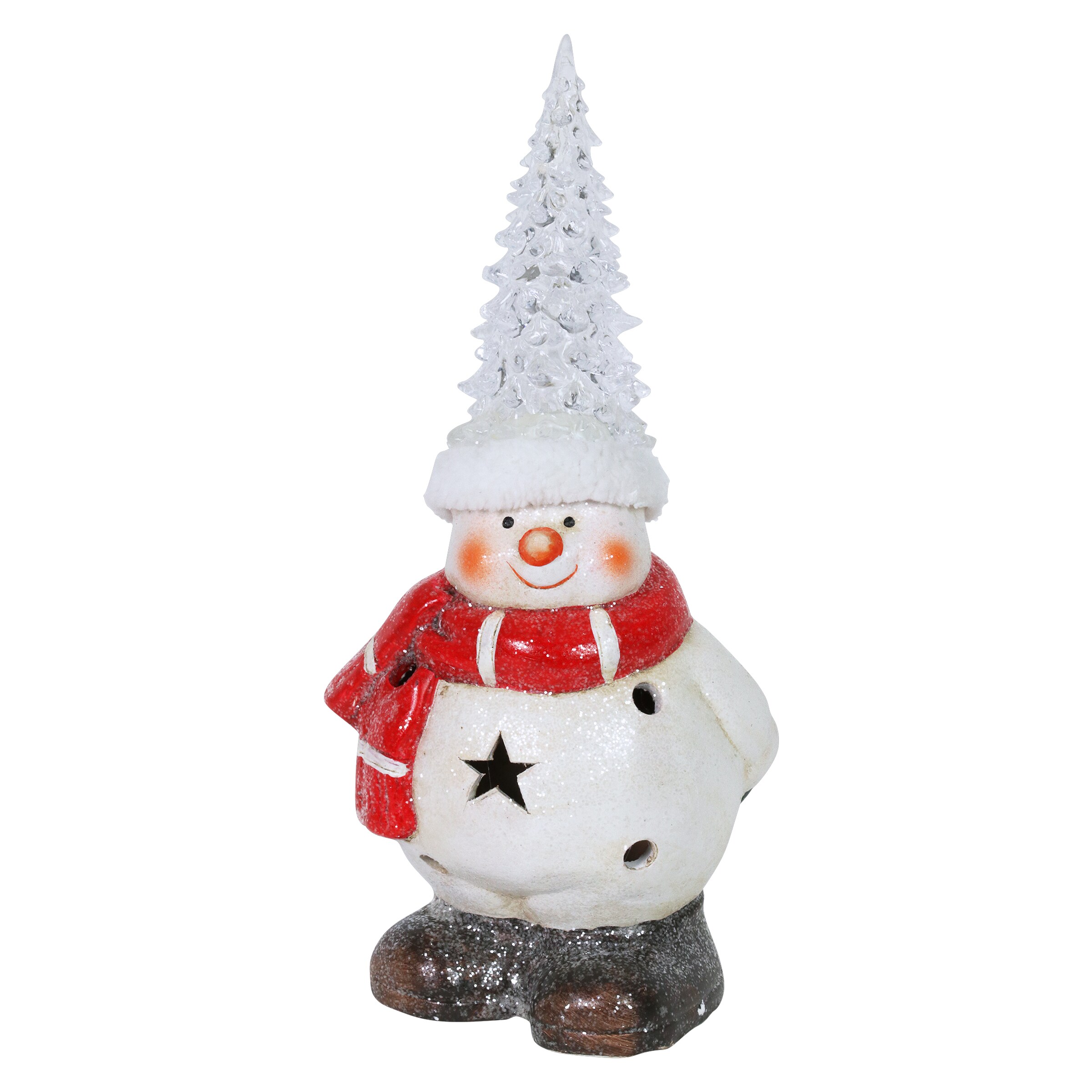 Exhart 19112-RS 10.63-in Lighted Decoration Snowman Battery-operated Christmas Decor
