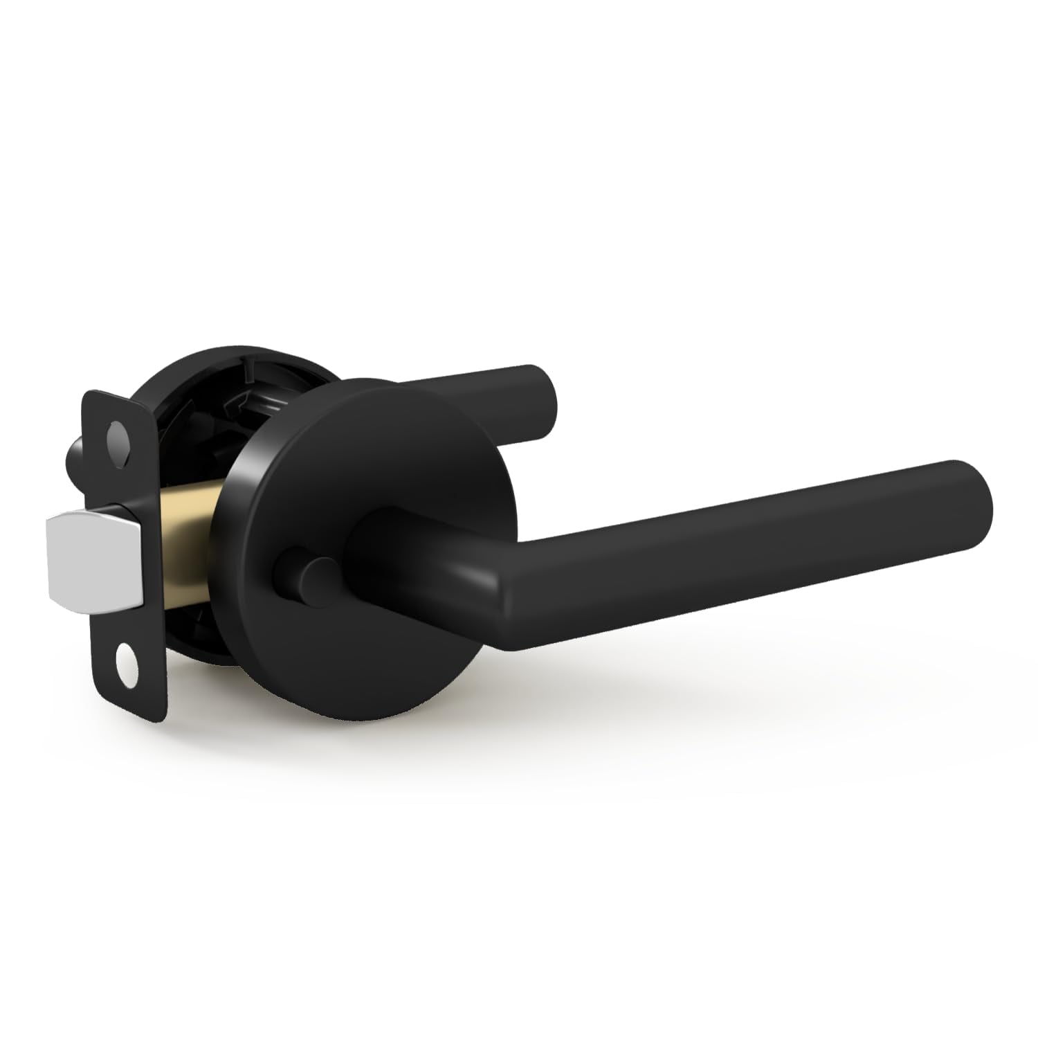 Mega Handles  Ronn Privacy Lever and Lock Door Handle Set for Hallway - Closet and Bathroom - Keyless Lock - Heavy Duty Door Levers - Fits All Standard Door Sizes - Screws Included - Matte Black (1 Pack)