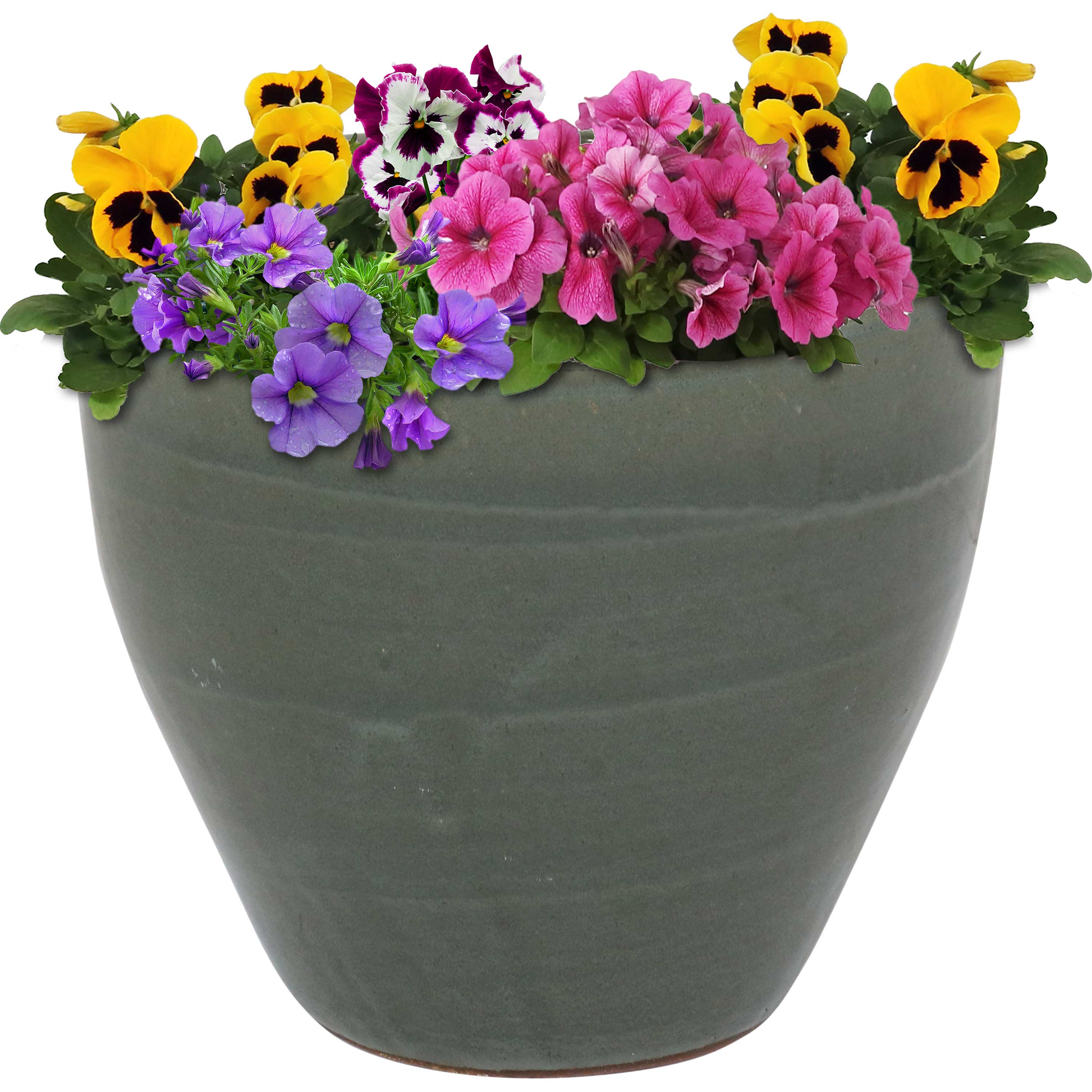Sunnydaze Decor AP-077 Round 7.5-in W x 12-in H x 7.5-in D Gray Ceramic Indoor/Outdoor Planter