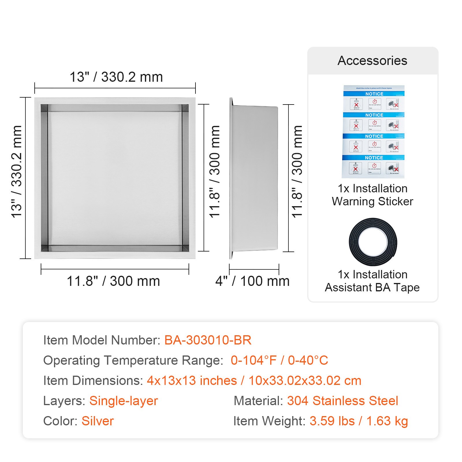 VEVOR SCBXGLYBK1C104696V0 Bathroom-Shelves - View #7