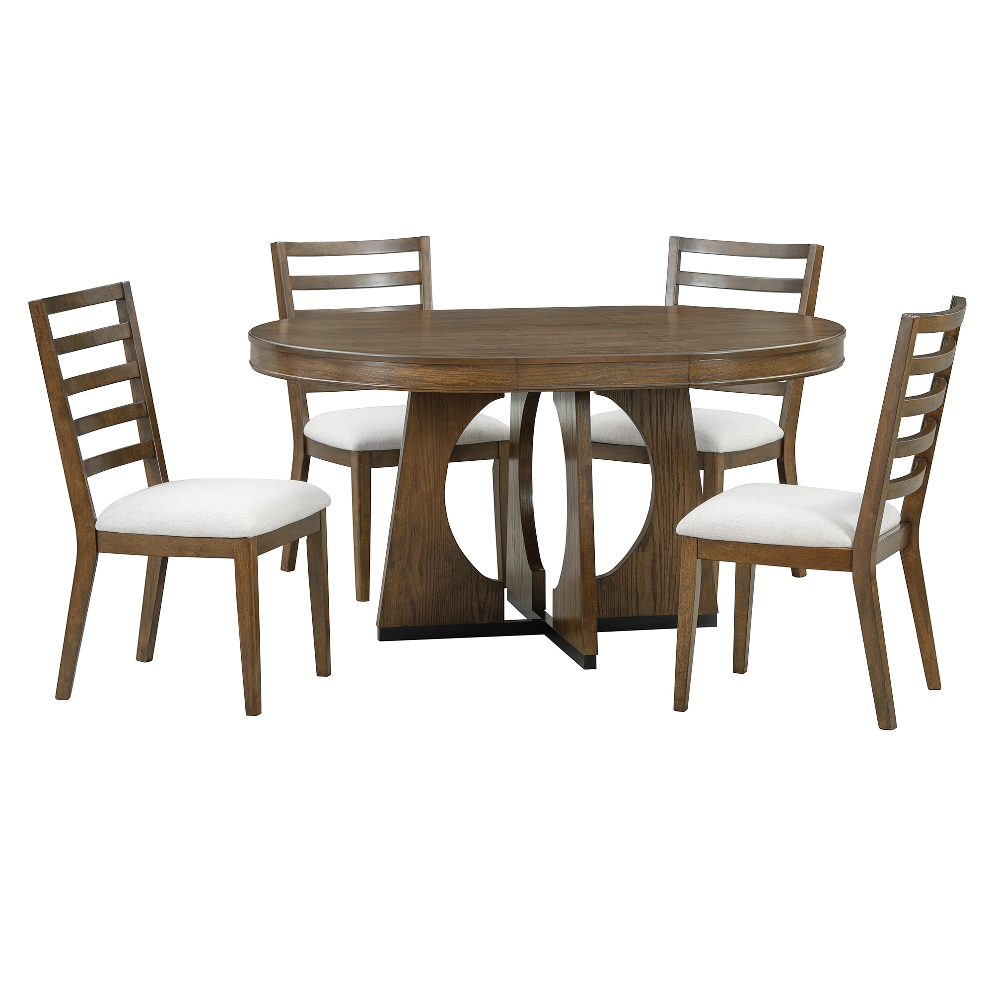 Siavonce XH31AAP Walnut Contemporary/Modern Dining Room Set with Round Table ( Seats 4 )