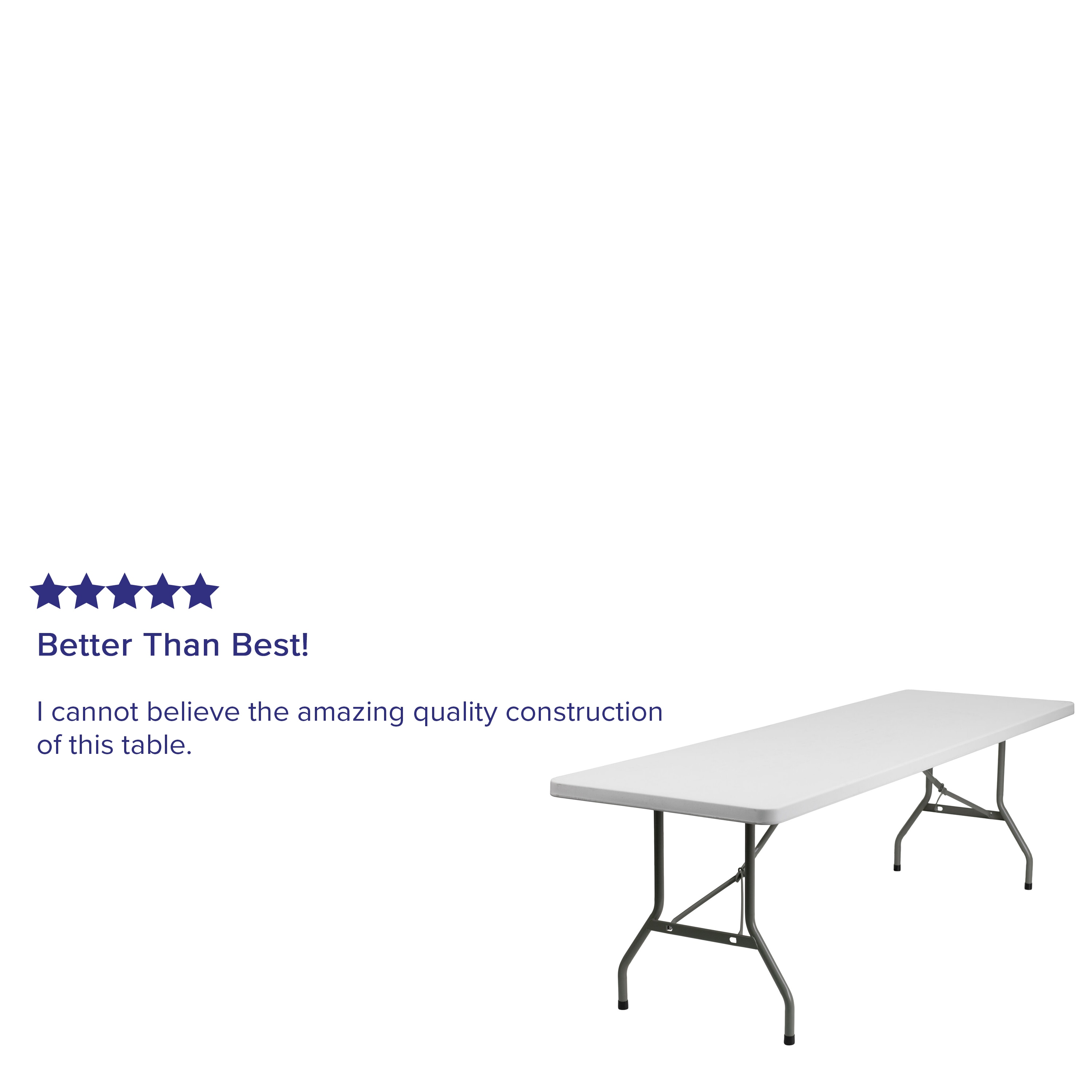 96-Inch Gray Powder Coated Metal Rectangular Folding Table