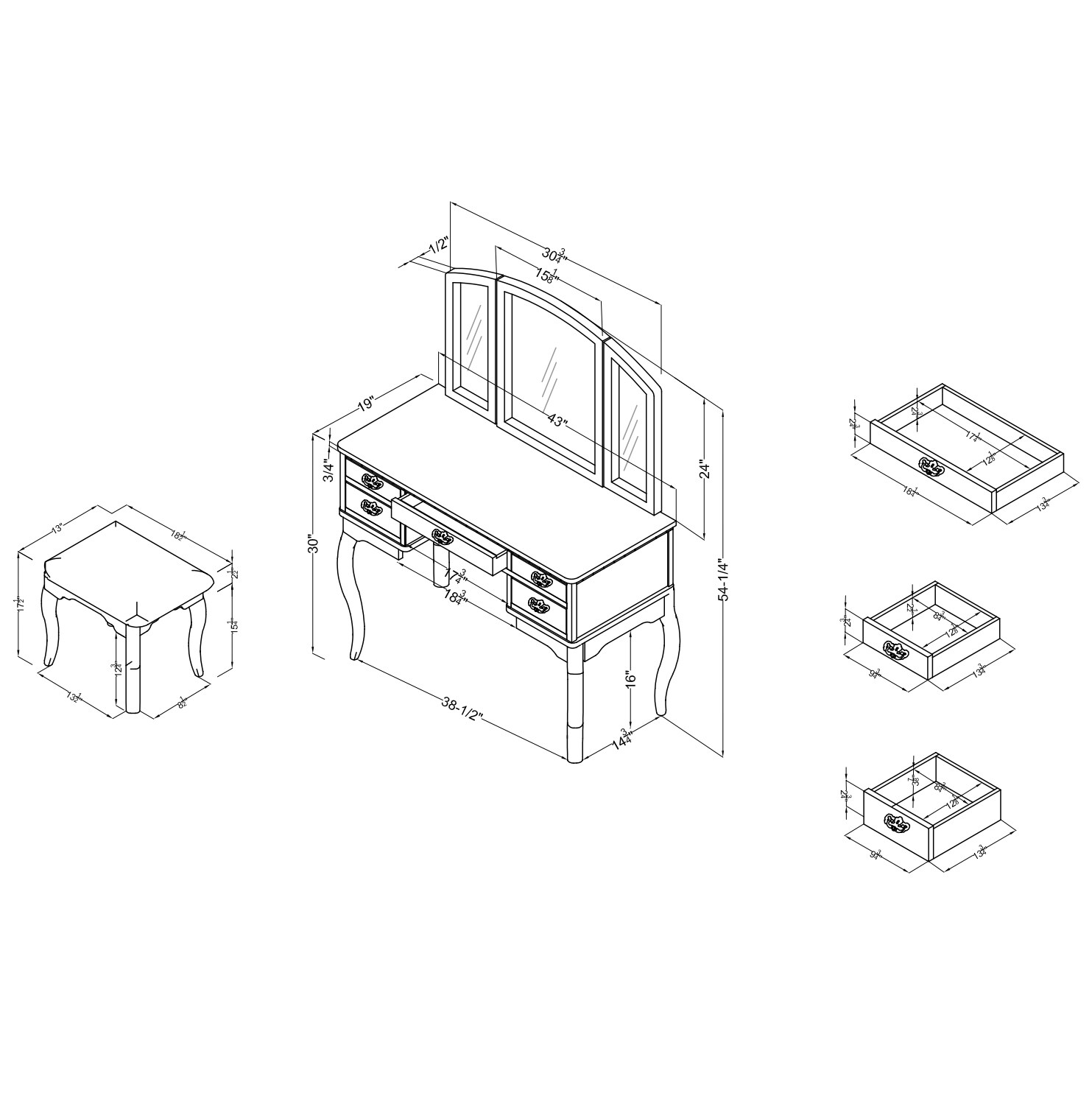 Furniture of America IDF-DK6405WH Bedroom-Vanities - View #10