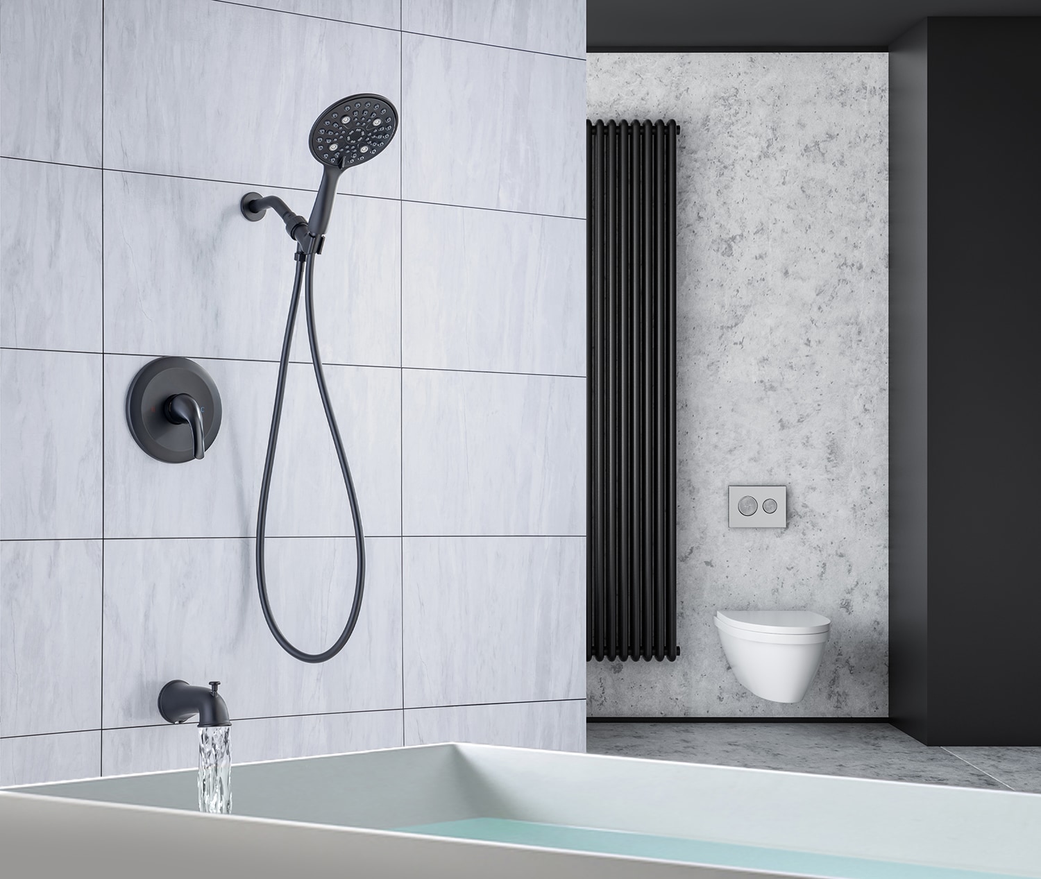 Mondawe Matte Black Built-In Shower Faucet System With 2-way Diverter ...