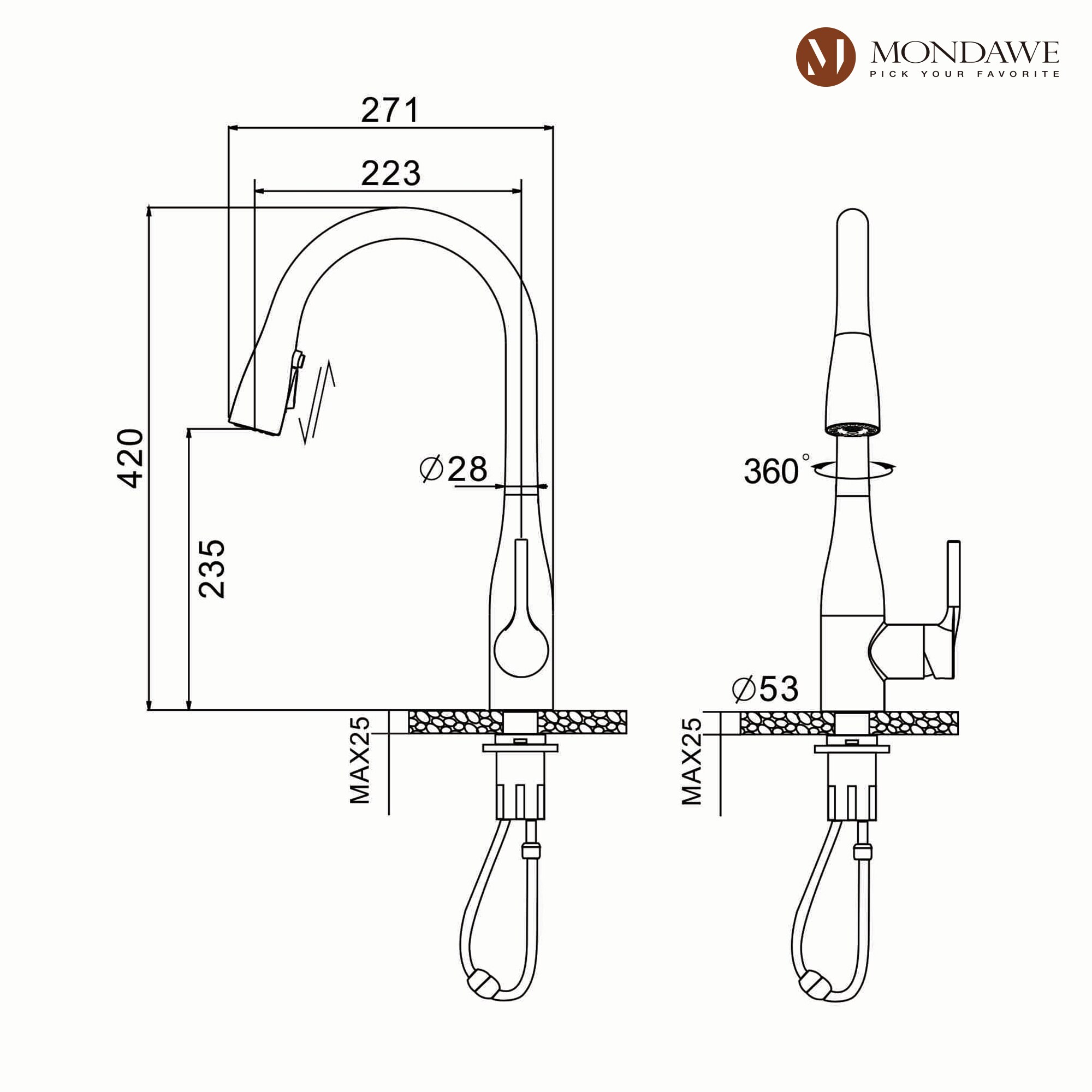 Mondawe MD-D96-MB Kitchen-Faucets - View #11