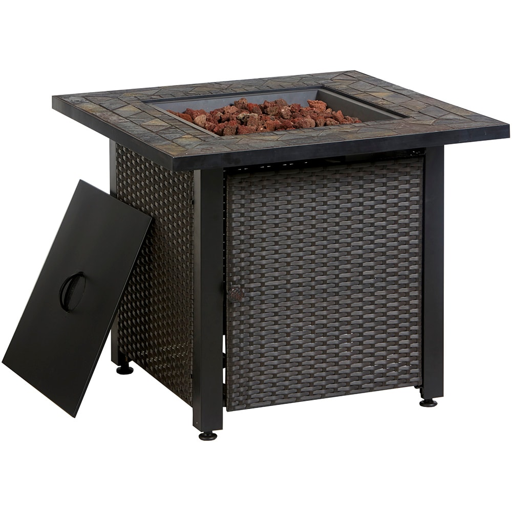 Wicker Gas Fire Table, Square Propane Fire Pit Table