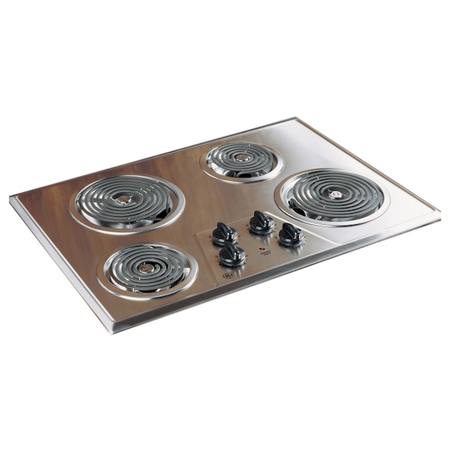 GE 30-in 4 Elements Coil Stainless Steel Electric Cooktop at Lowes.com