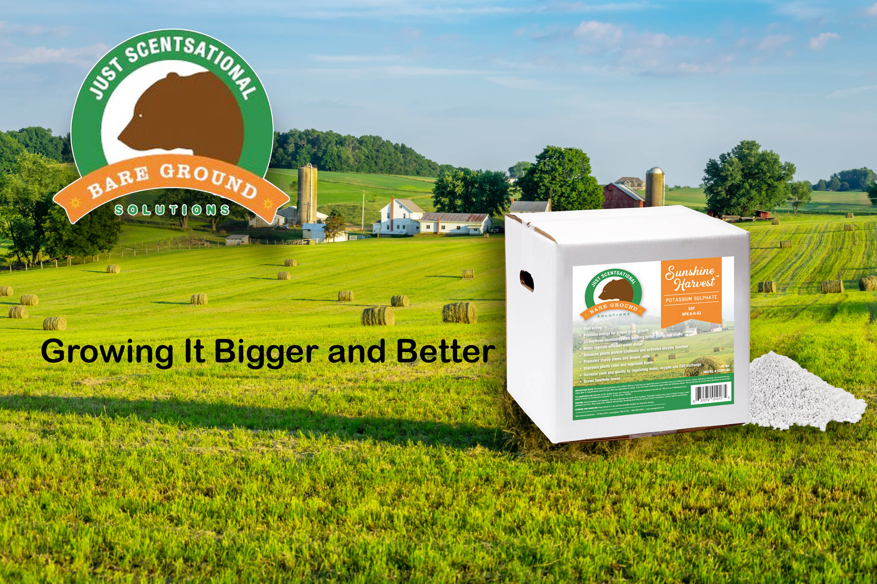 Just Scentsational GSOP-40 Sunshine Harvest 40-lb 1296-sq ft 0-0-53 Organic Lawn Starter Fertilizer