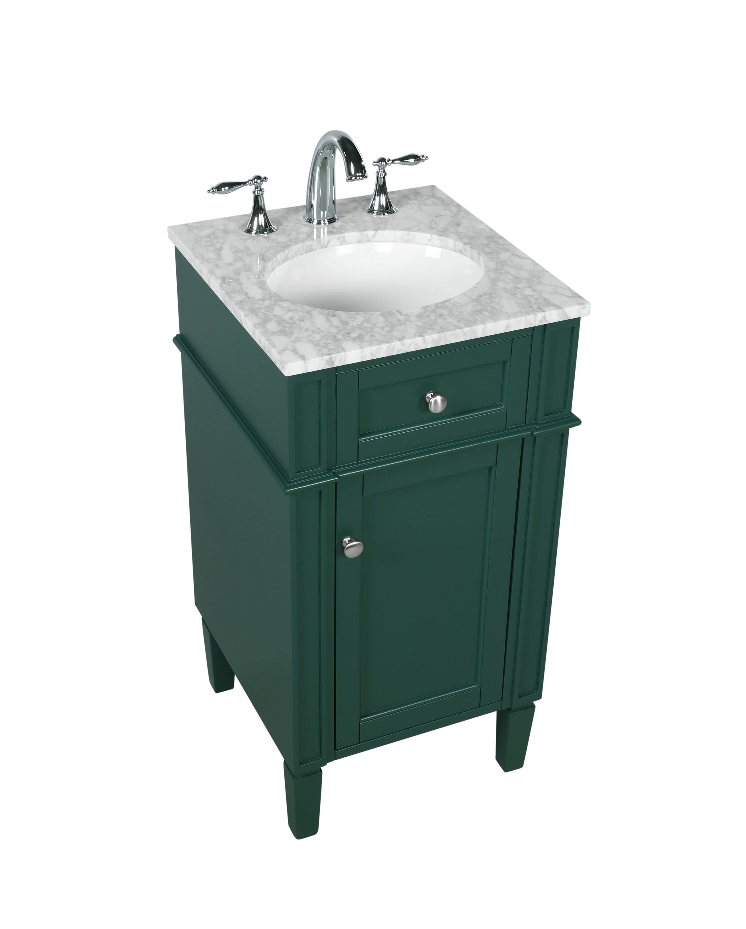 Green Single Sink Vanity with Carrara Marble Top, 18"