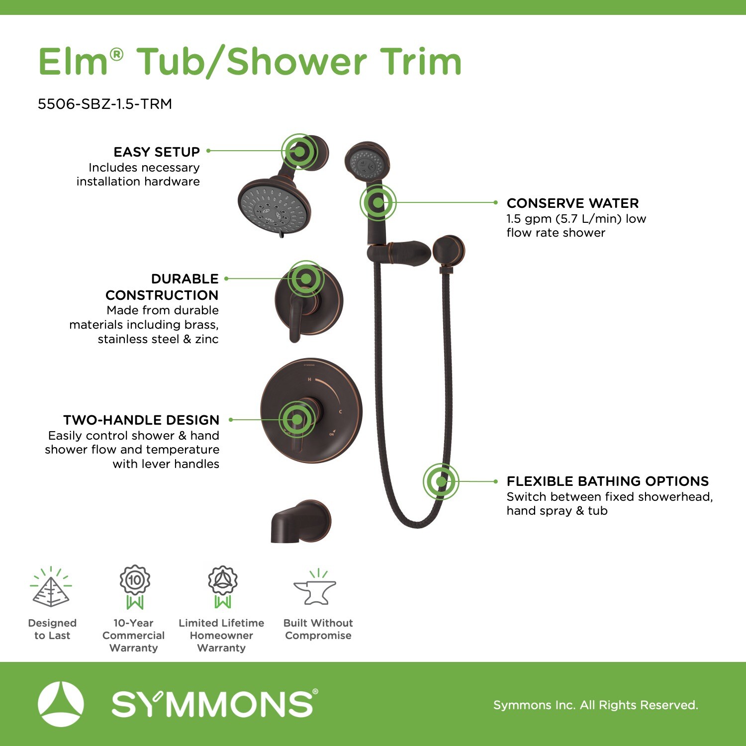 Symmons 5506-SBZ-1.5-TRM Tub-Shower-Faucets - View #9
