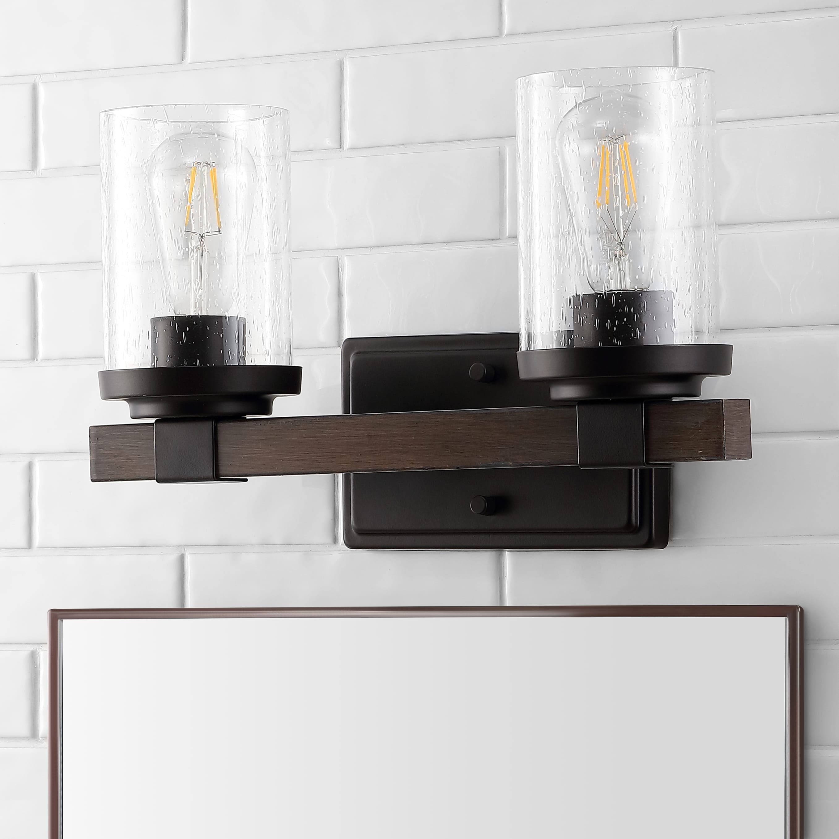 Bungalow 15" Oil-Rubbed Bronze Glass Vanity Light