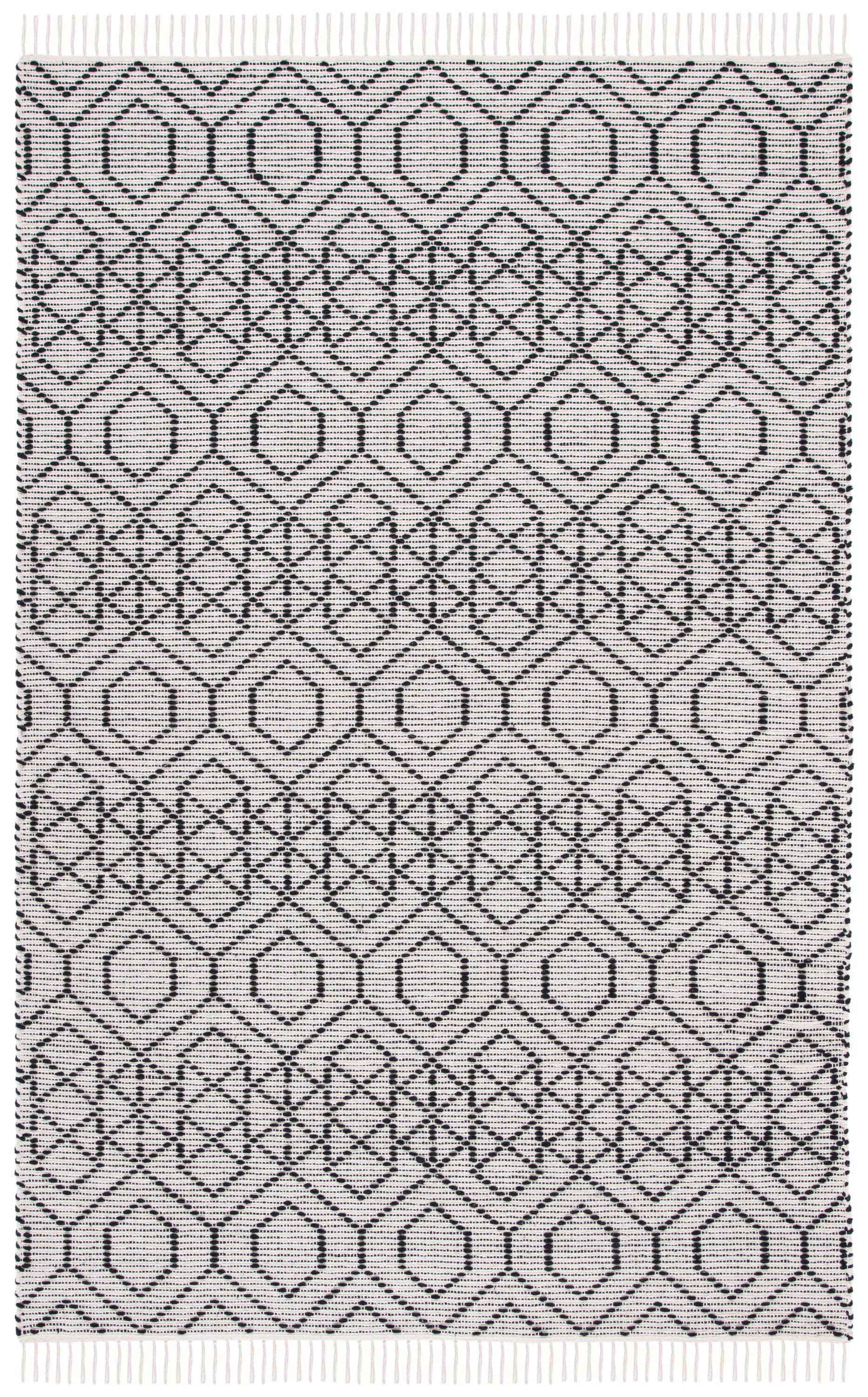 Safavieh MTK652Z-8 Montauk Nelyana 8 x 10 (ft) Loomed Cotton Black/Beige Rectangular Indoor Geometric Bohemian/Eclectic Area rug