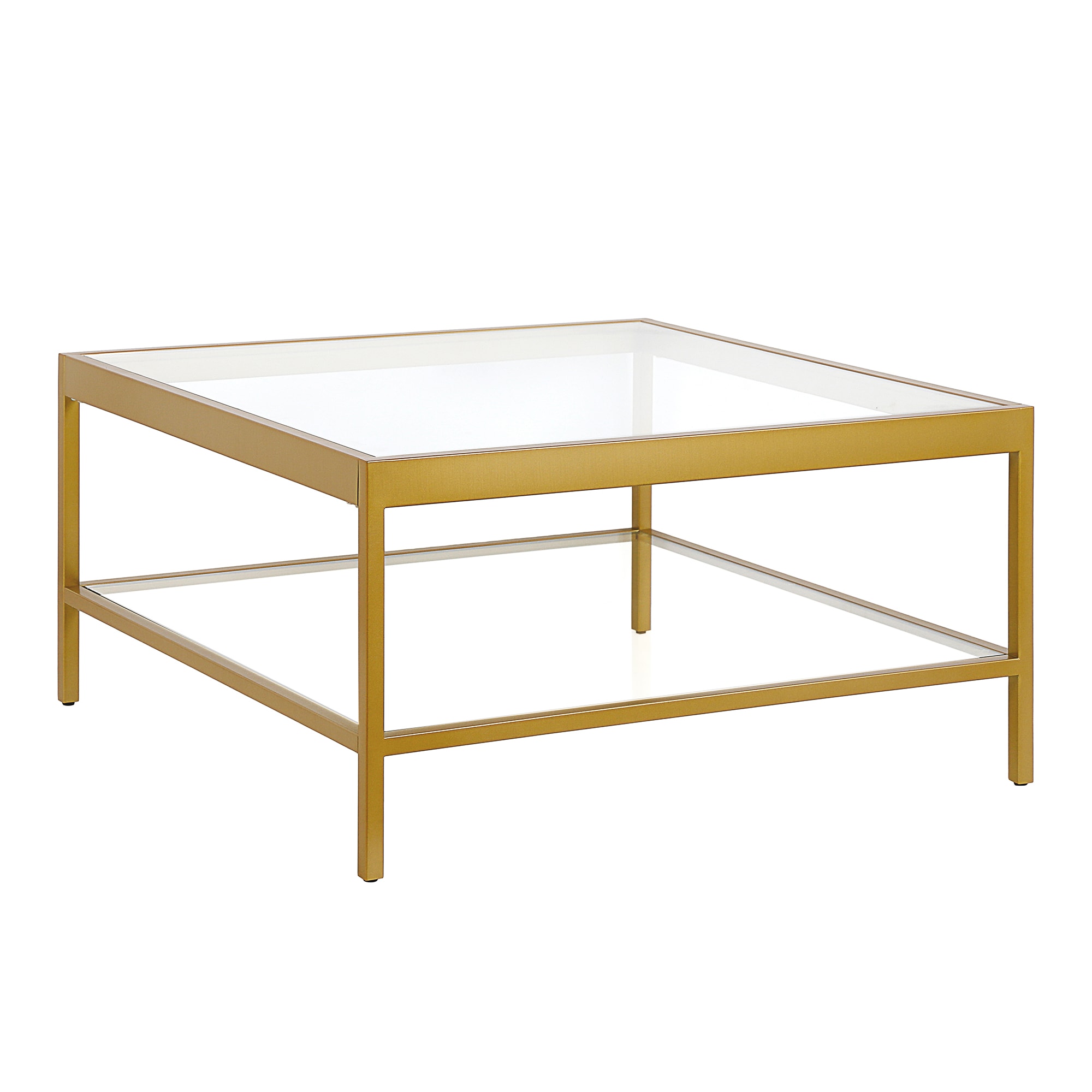 Hailey Home CT0697 Alexis Brass Glass Modern Coffee Table