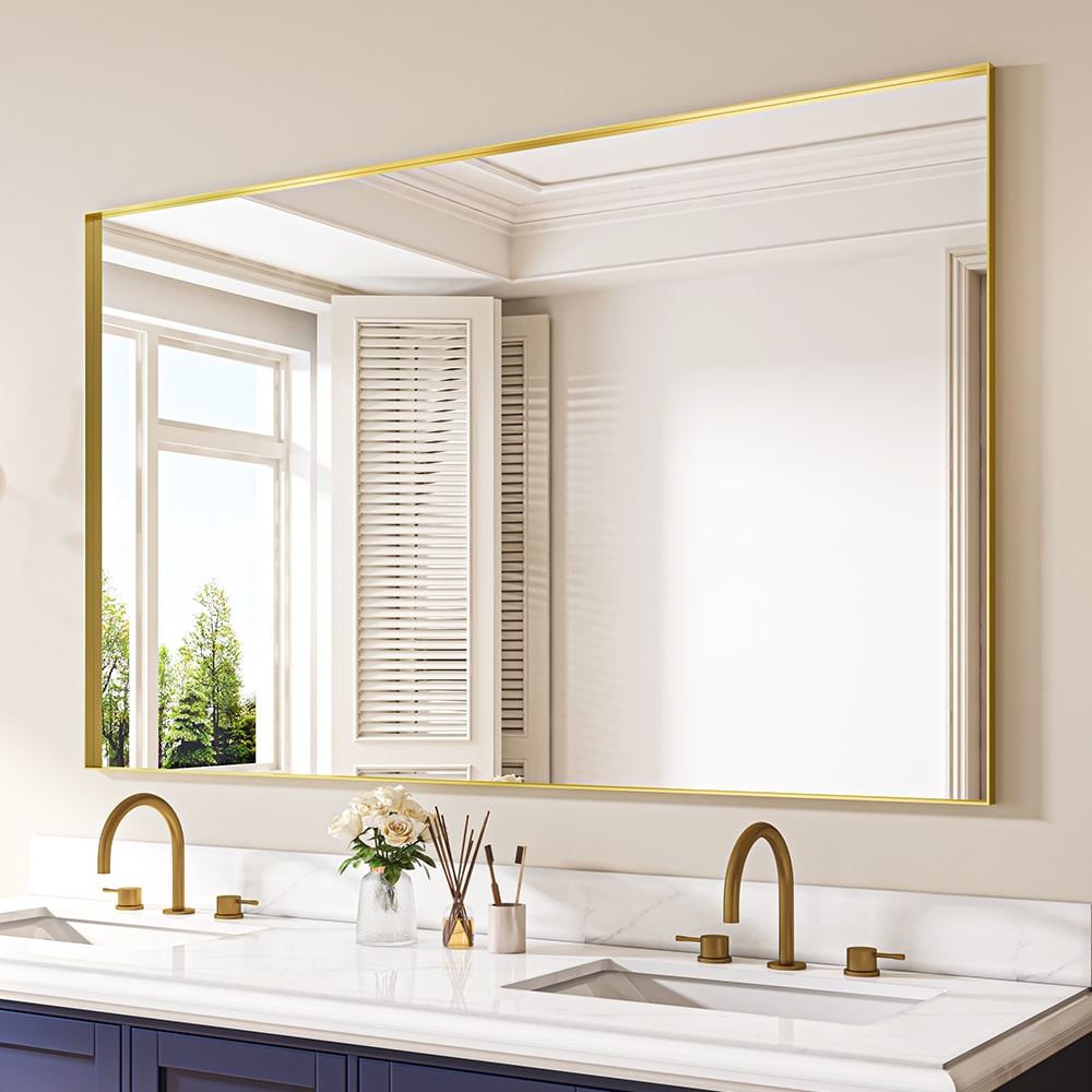 waterpar WPLO-2392 72-in x 36-in Framed Rectangle Bathroom Vanity Mirror ( Gold )