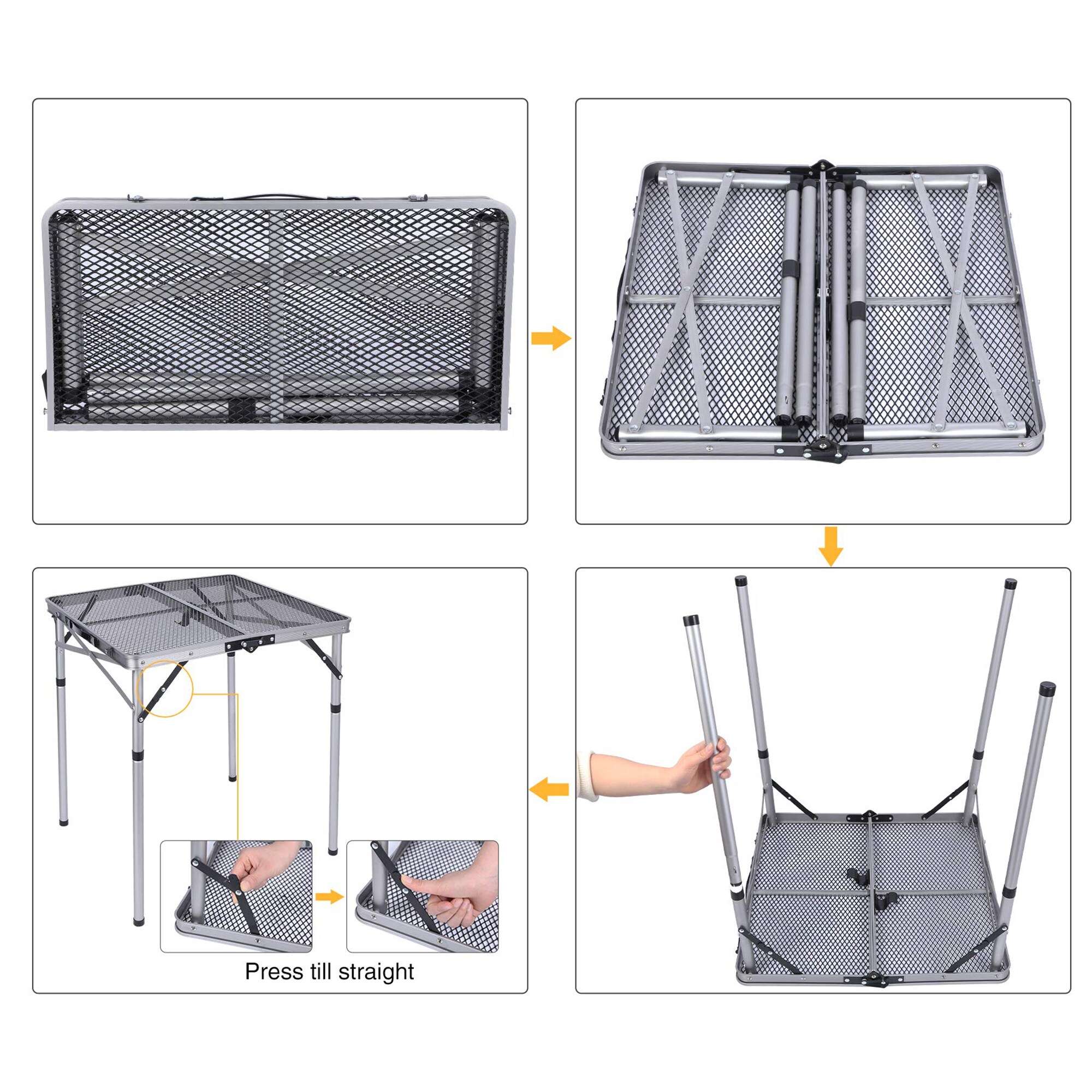 Wildaven 24-in Silver Cast Aluminum Rectangle Folding Picnic Table