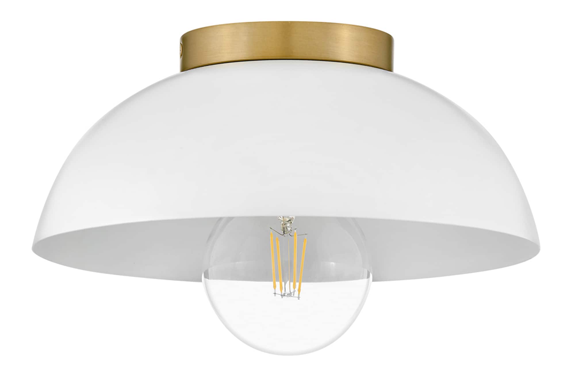 Matte White and Brass LED Globe Flush Mount