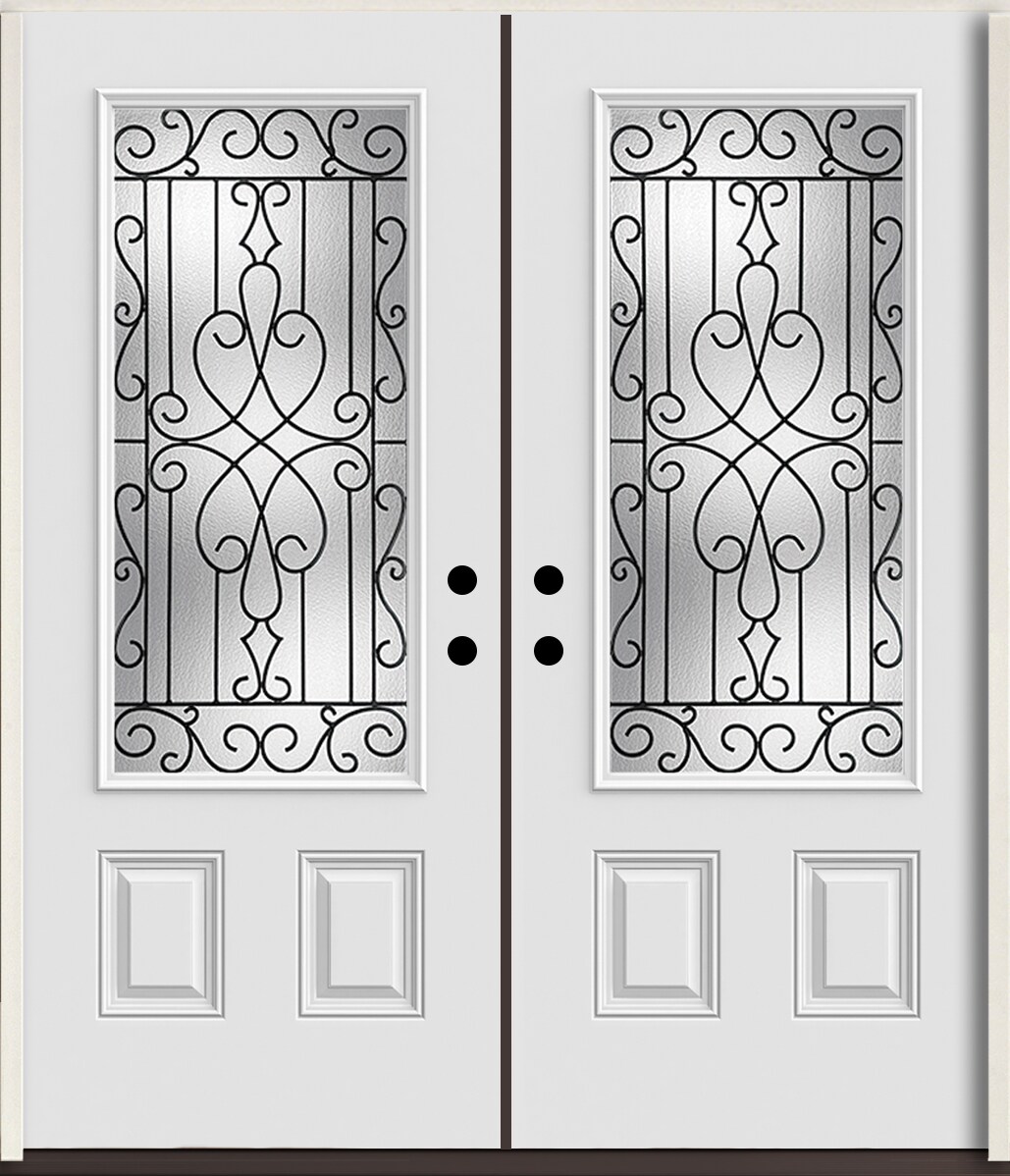 RELIABILT LO964138 Wyngate 72-in x 80-in x Fiberglass 3/4 lite Left-hand inswing Arctic White Paint Painted Prehung Double Front Door Insulating core