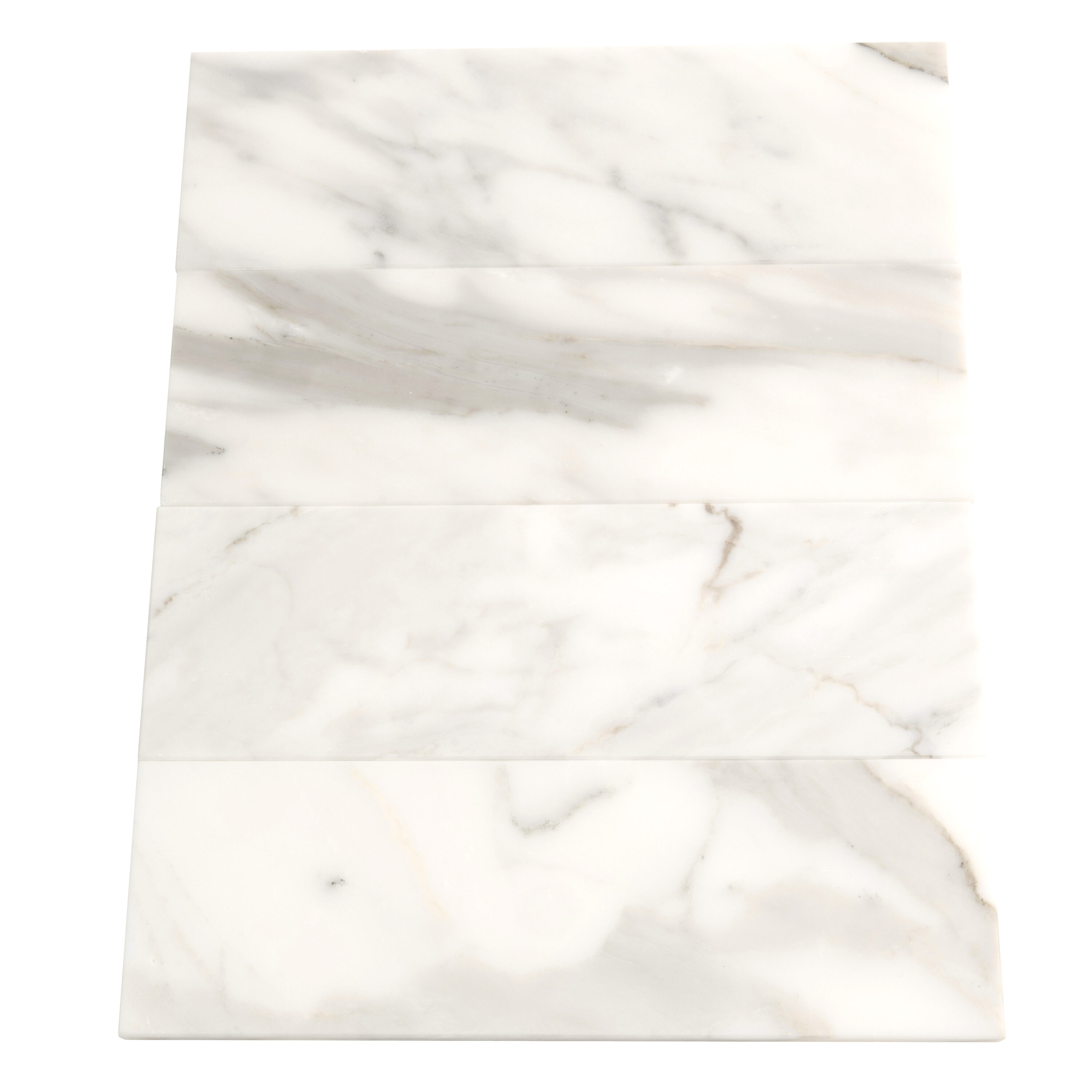 4" x 12" White Marble Look Subway Tile