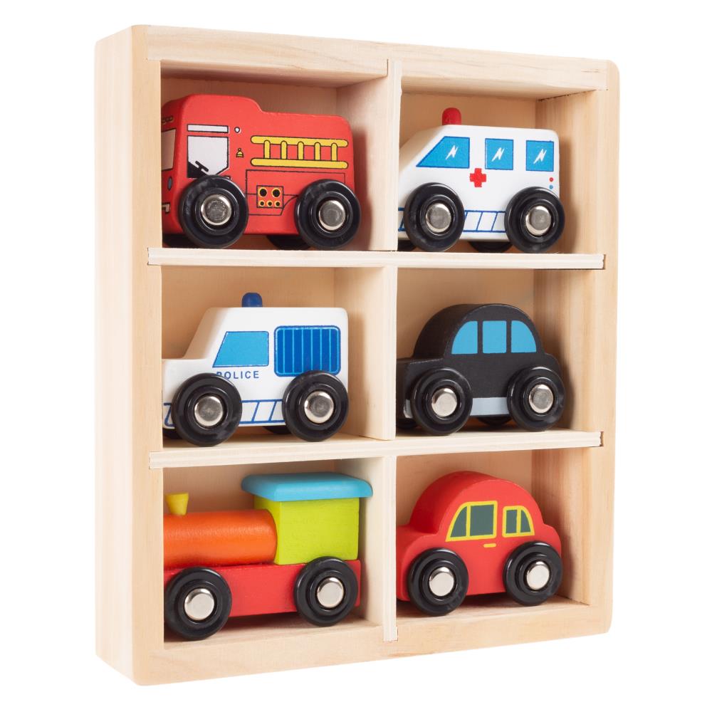 Toy Time Wooden Car PlaySet-6-Piece Mini Toy Vehicle Set with Cars, Police  and Fire Trucks, Train-Pretend Play Fun for Preschool Boys and Girls in the  Kids Play Toys department at