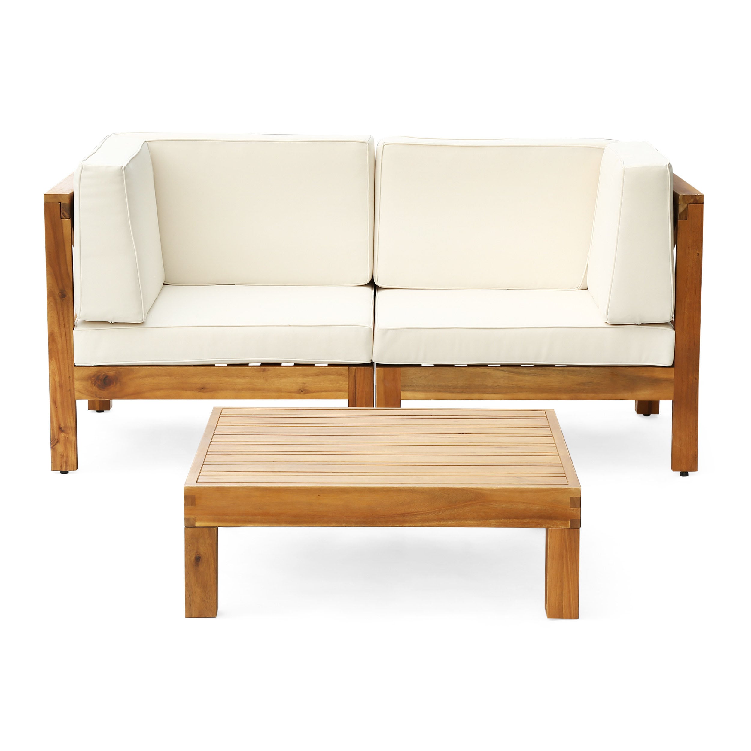 Best Selling Home Decor 306692 Fresno 3 -Piece Patio Conversation Set with Off-white Cushions