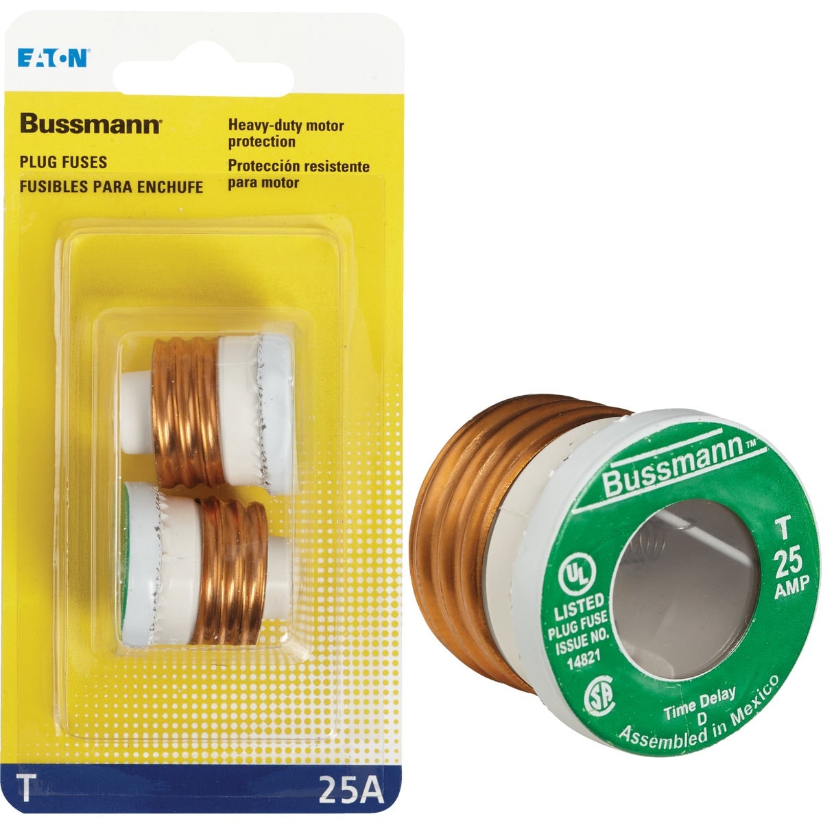 Bussmann  BP/T-25 25A Type T Time-Delay Edison Base Plug Fuse 125V 2-Pack