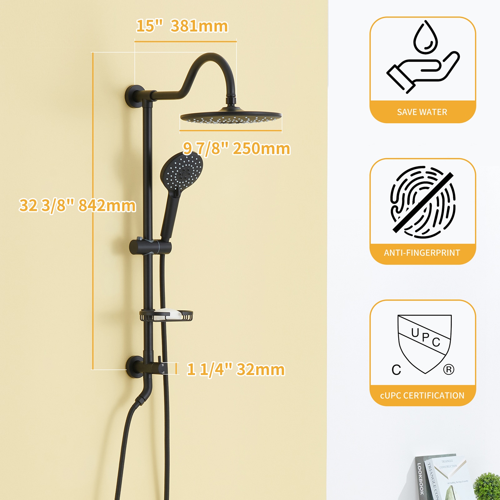 Mondawe MO-DT10310MB Showerhead-Bar-Panels - View #9