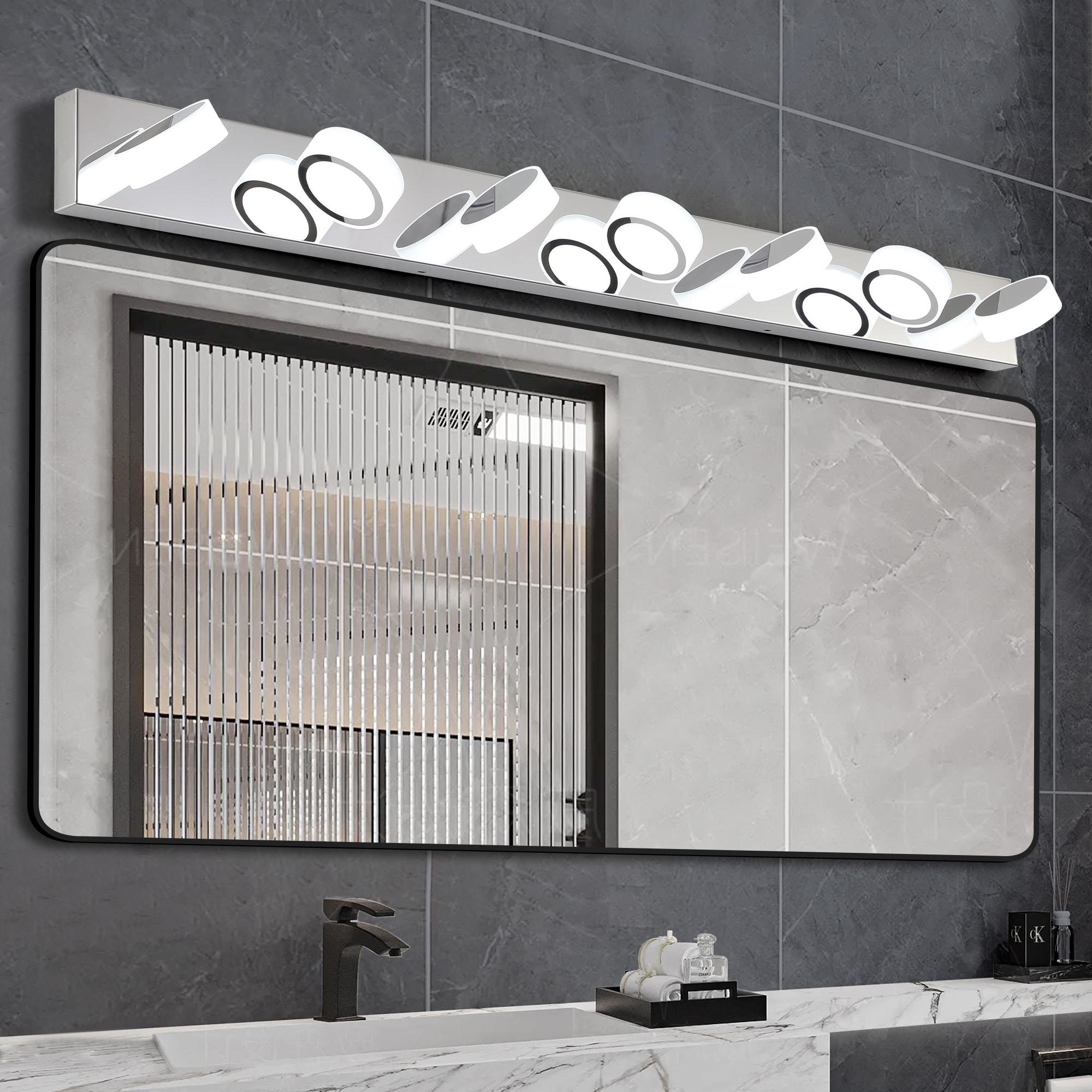 WELLFOR DLG-206817 52.2-in 7 -Light Chrome Integrated LED Modern/contemporary Vanity light