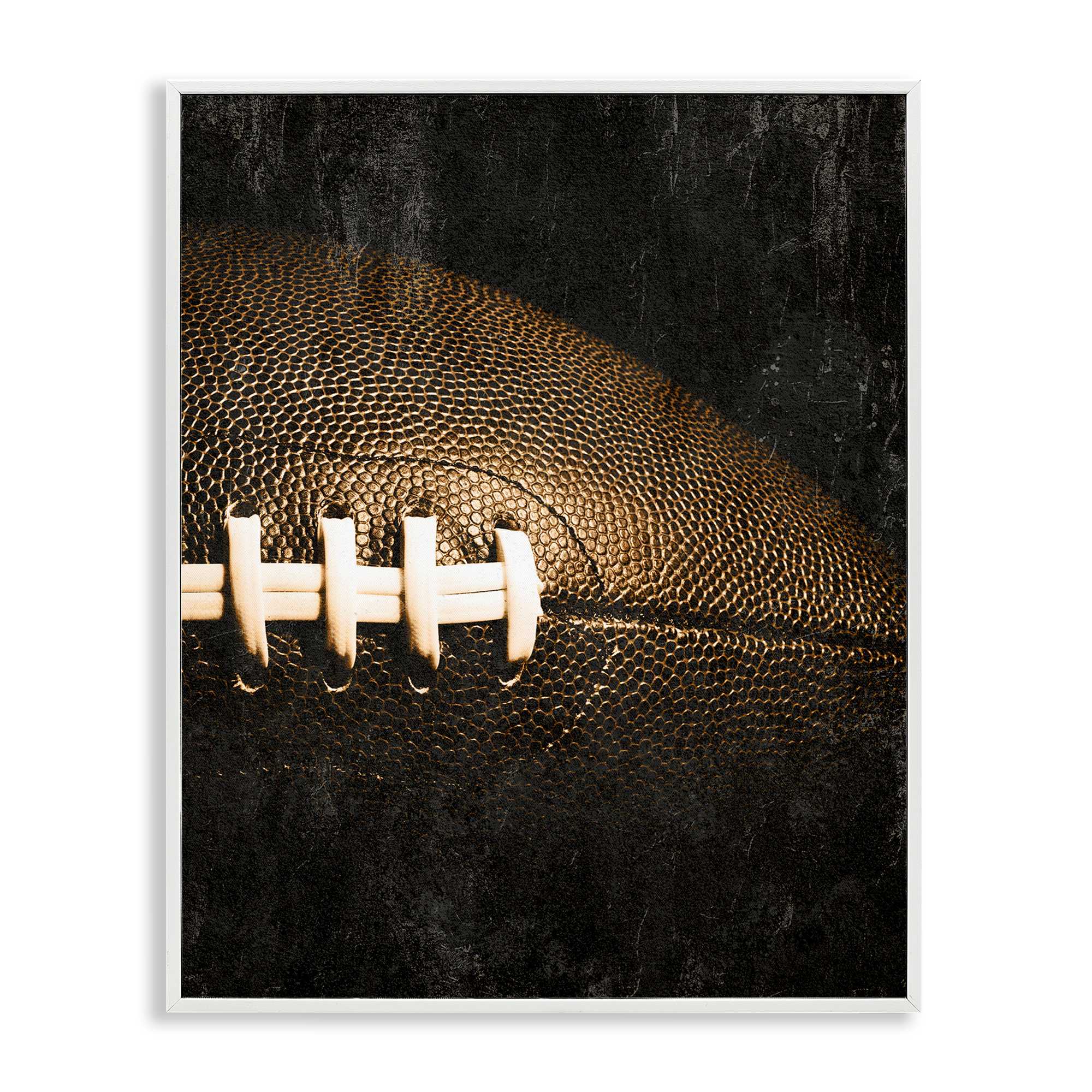 Stupell Industries BS-089-WFR-24X30 Rustic Football Close Up White Framed Giclee Art By Kim Allen 24 x 30