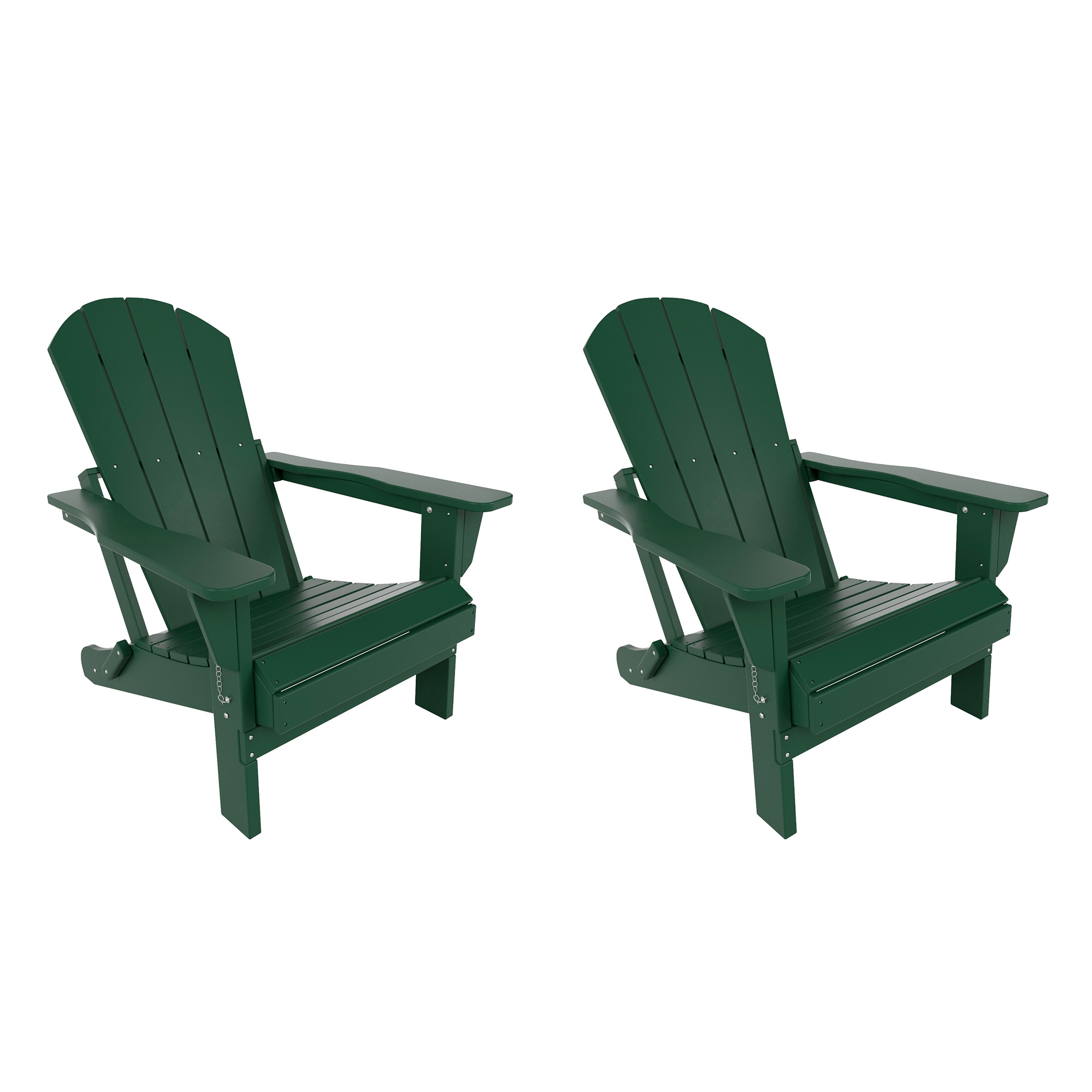Westin Furniture 2001029-2 Laguna Set of 2 Dark Green HDPE Frame Stationary Adirondack Chair with Slat Seat