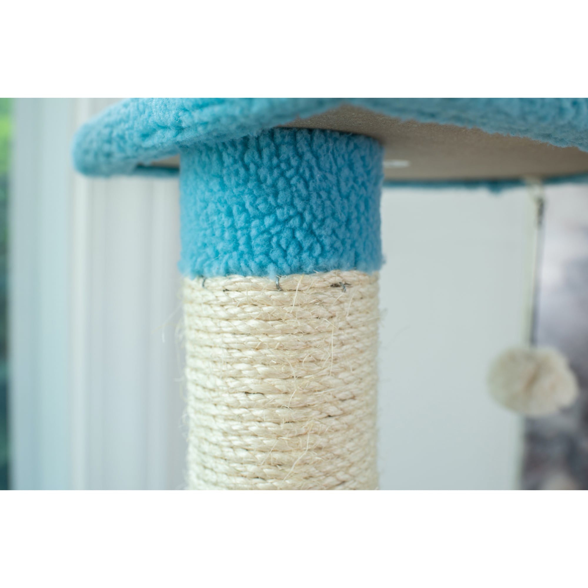 Sky Blue 65-Inch Faux Fleece and Sisal Cat Tree