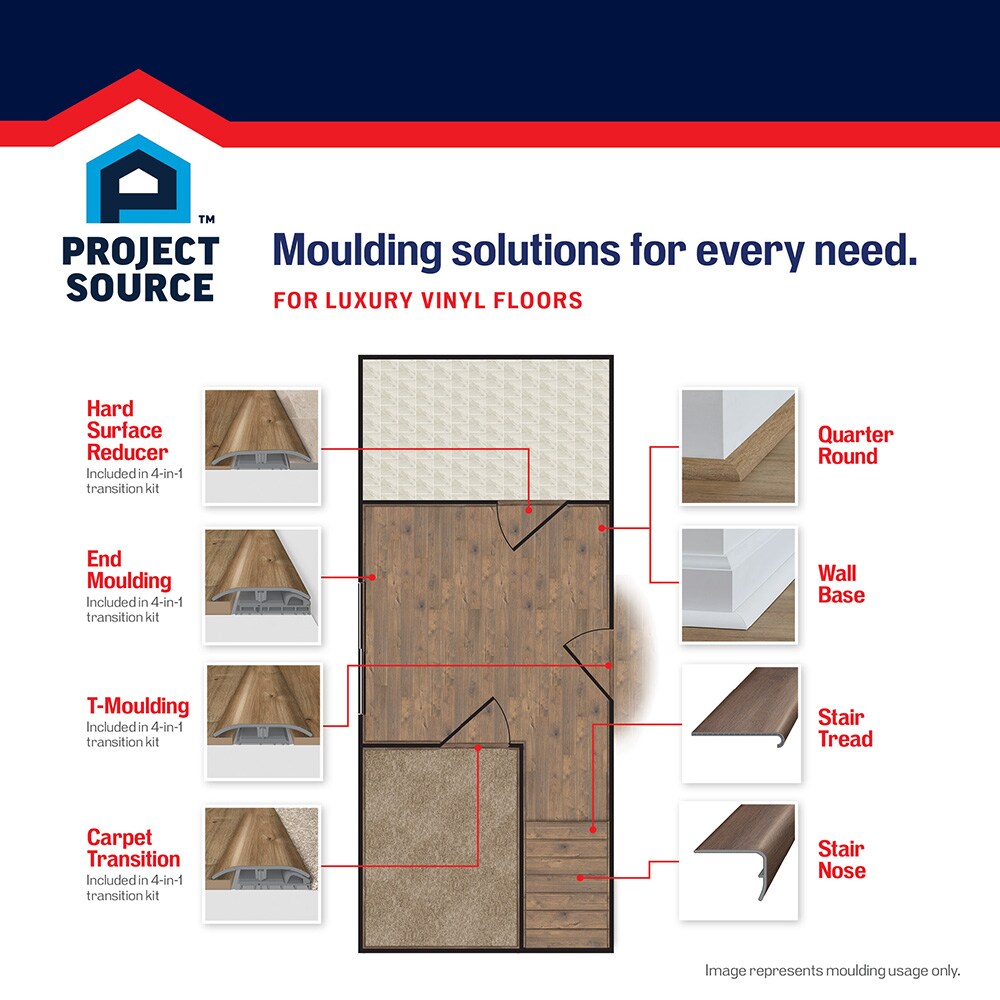 Project Source Monroe 0.23-Inches T x 2-Inches W x 78-Inches L Vinyl Multi-purpose Floor Moulding