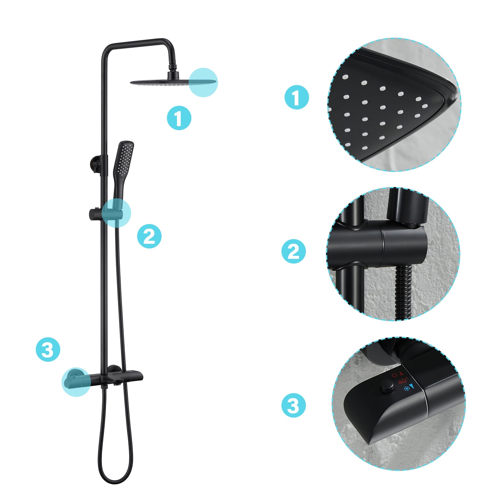 Flynama XY-291BG Showerhead-Bar-Panels - View #2