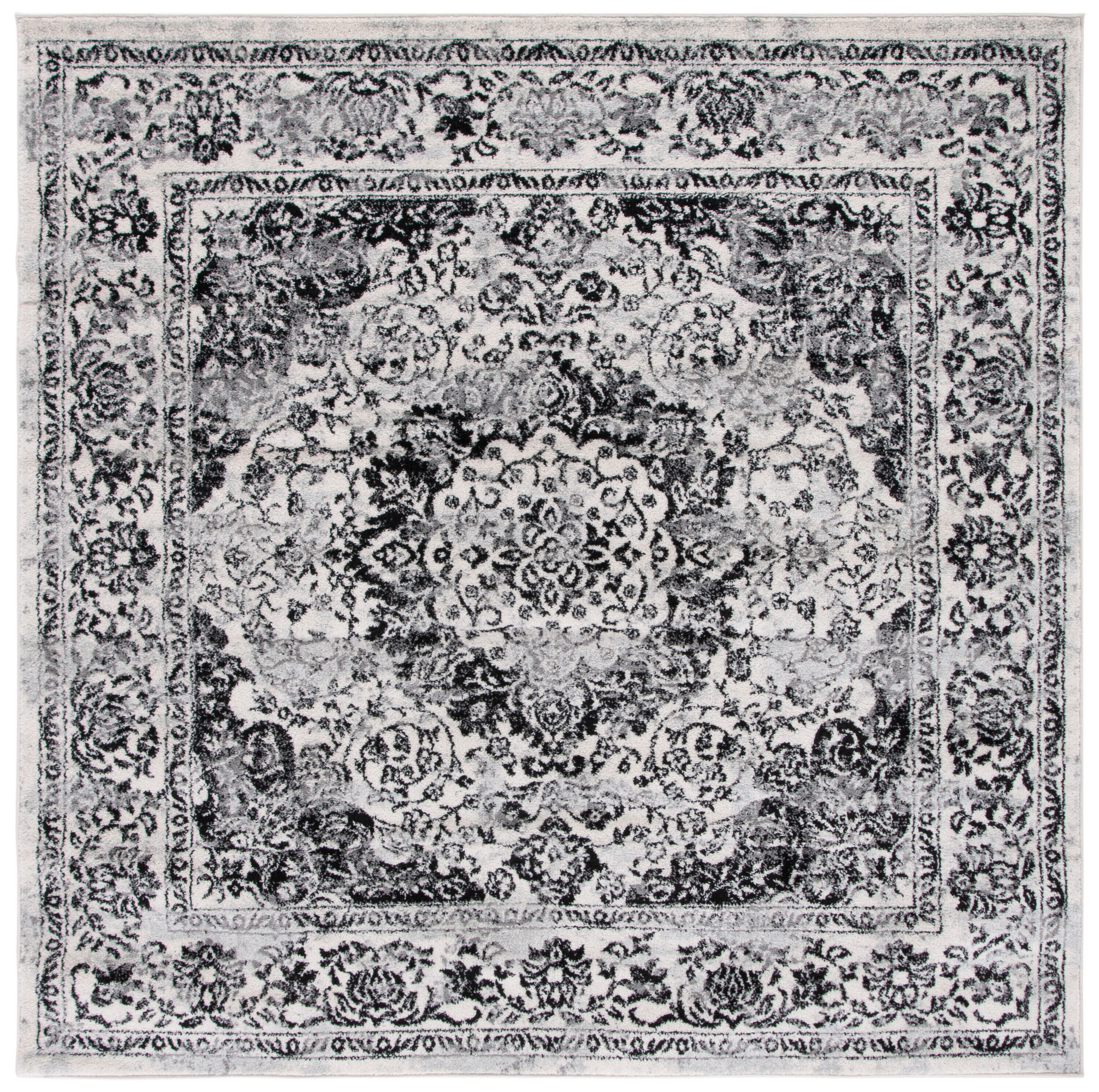 Tulum 282A Ivory Black 7 X 7 Area Rug