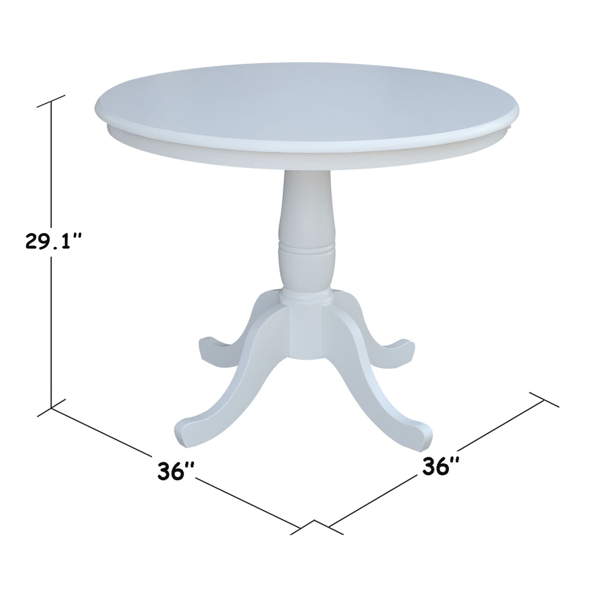 Cottage Charm White Solid Wood 38" Round Dining Table