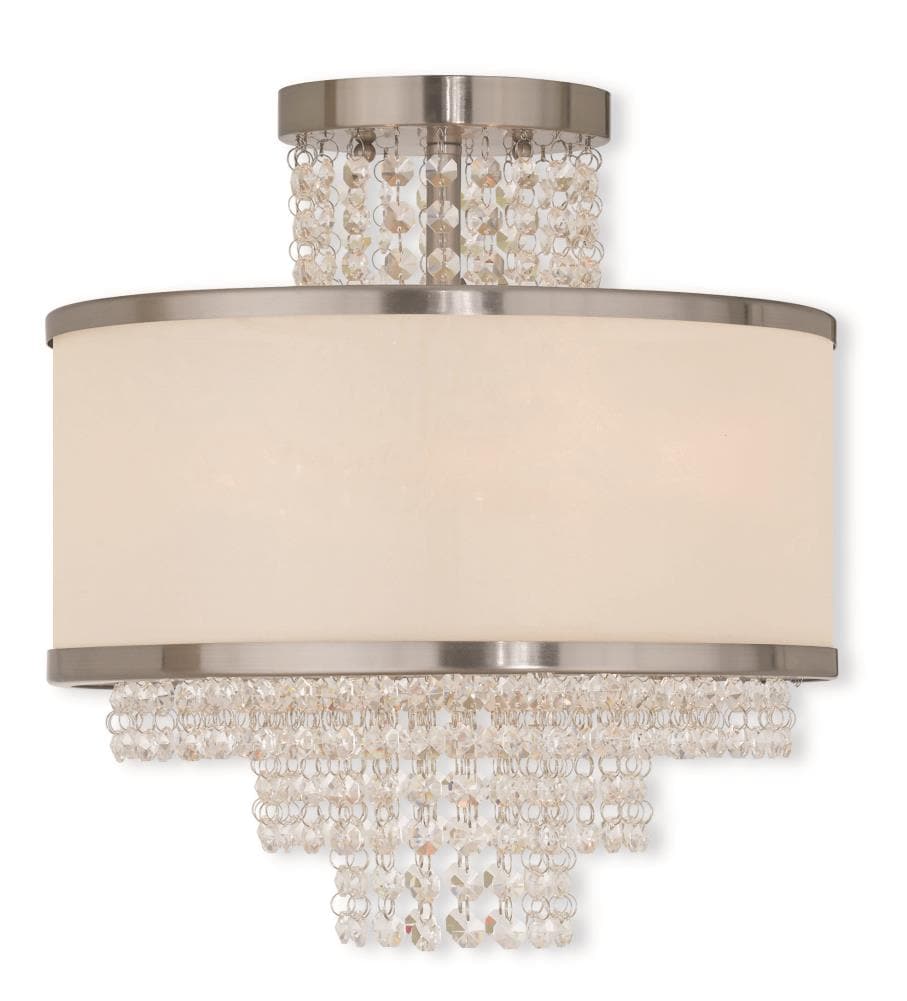 Livex Lighting 50794-91 Prescott 3-Light Brushed Nickel Semi Flush Mount Light