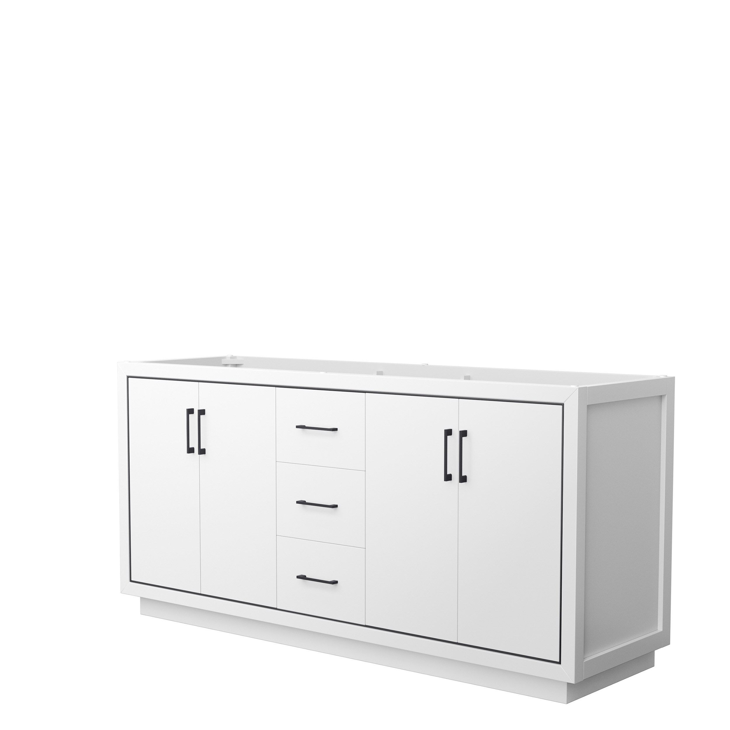 Wyndham Collection WCF111172DWBCXSXXMXX Icon 72-in White with Matte Black Trim Bathroom Vanity Base Cabinet without Top