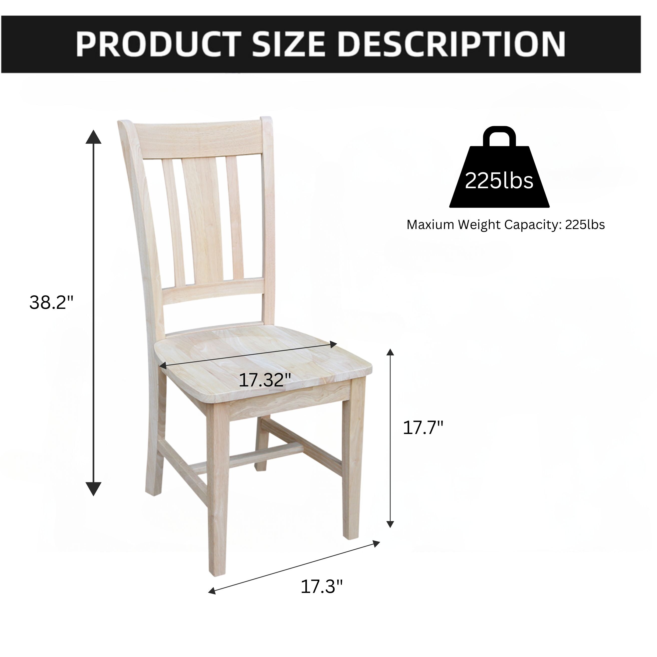 Windsor White High Slat Solid Wood Side Chair Set