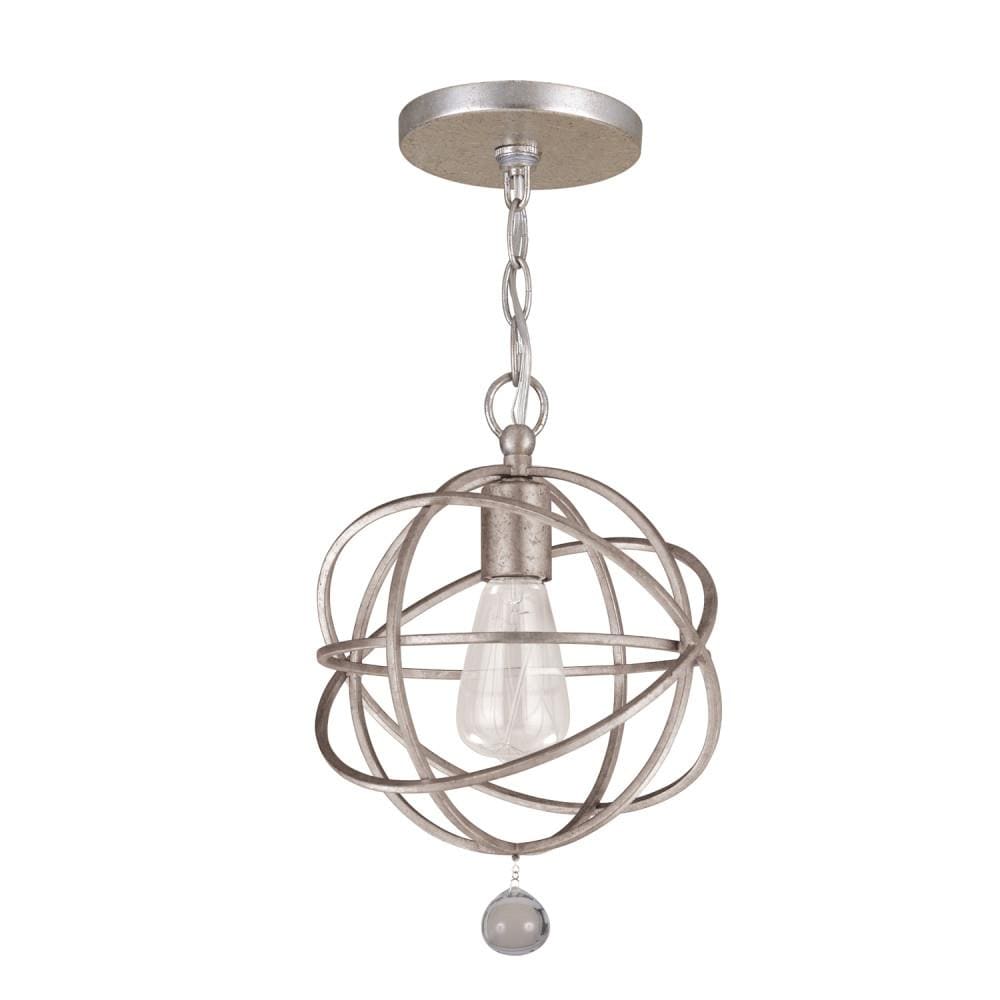 Crystorama 9220-OS Solaris Olde Silver Transitional Mirrored glass Globe Mini Hanging Pendant light