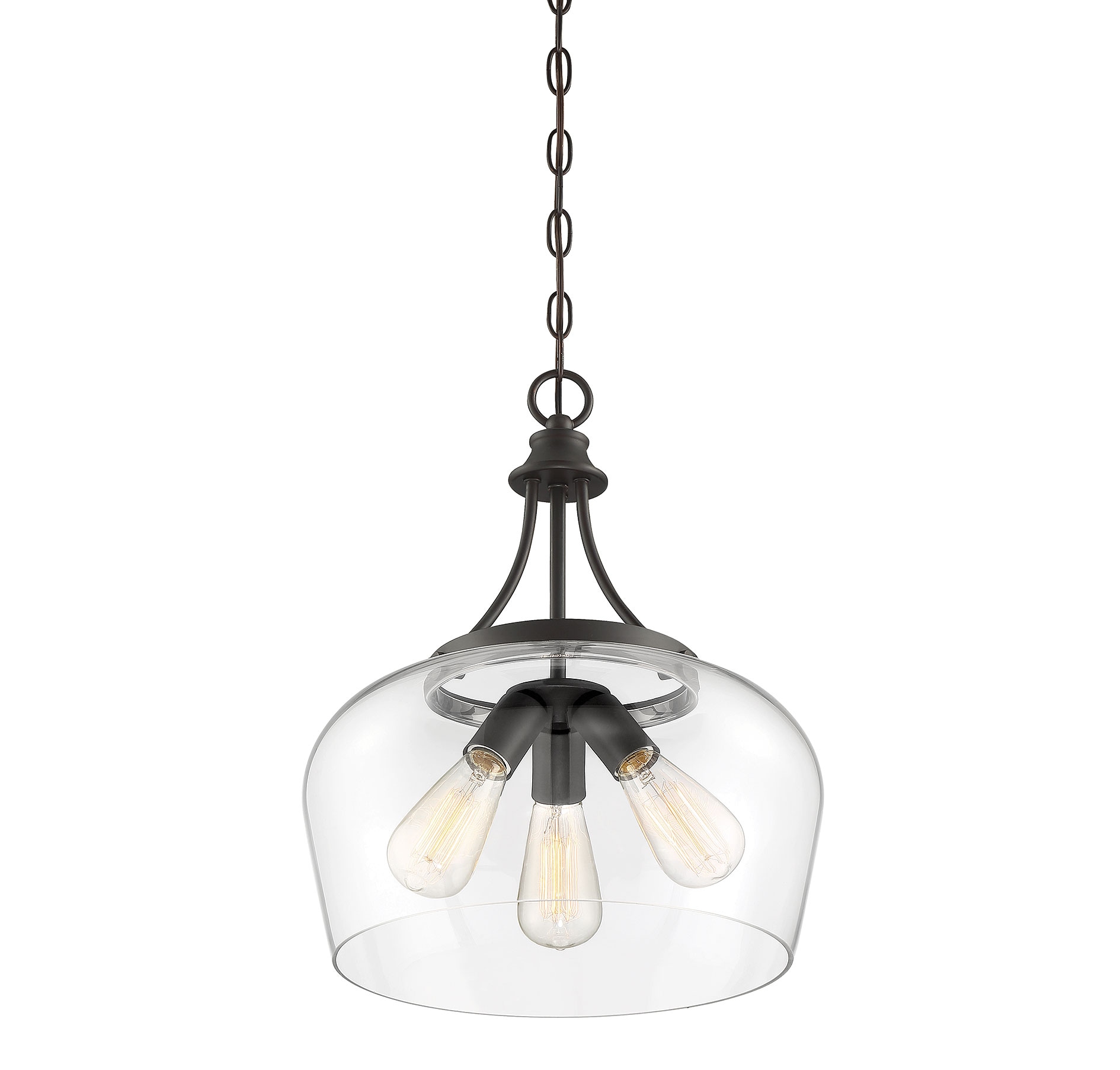English Bronze Glass Transitional Pendant Light