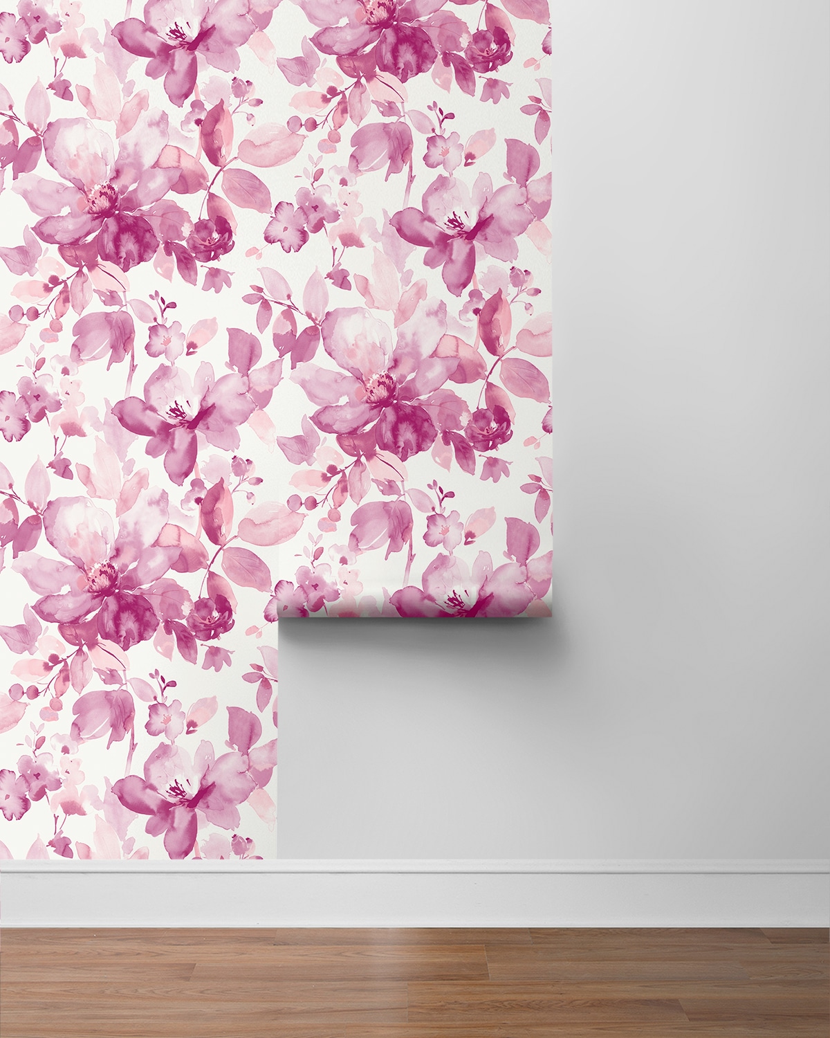 Pink Floral Watercolor Self-Adhesive Vinyl Wallpaper