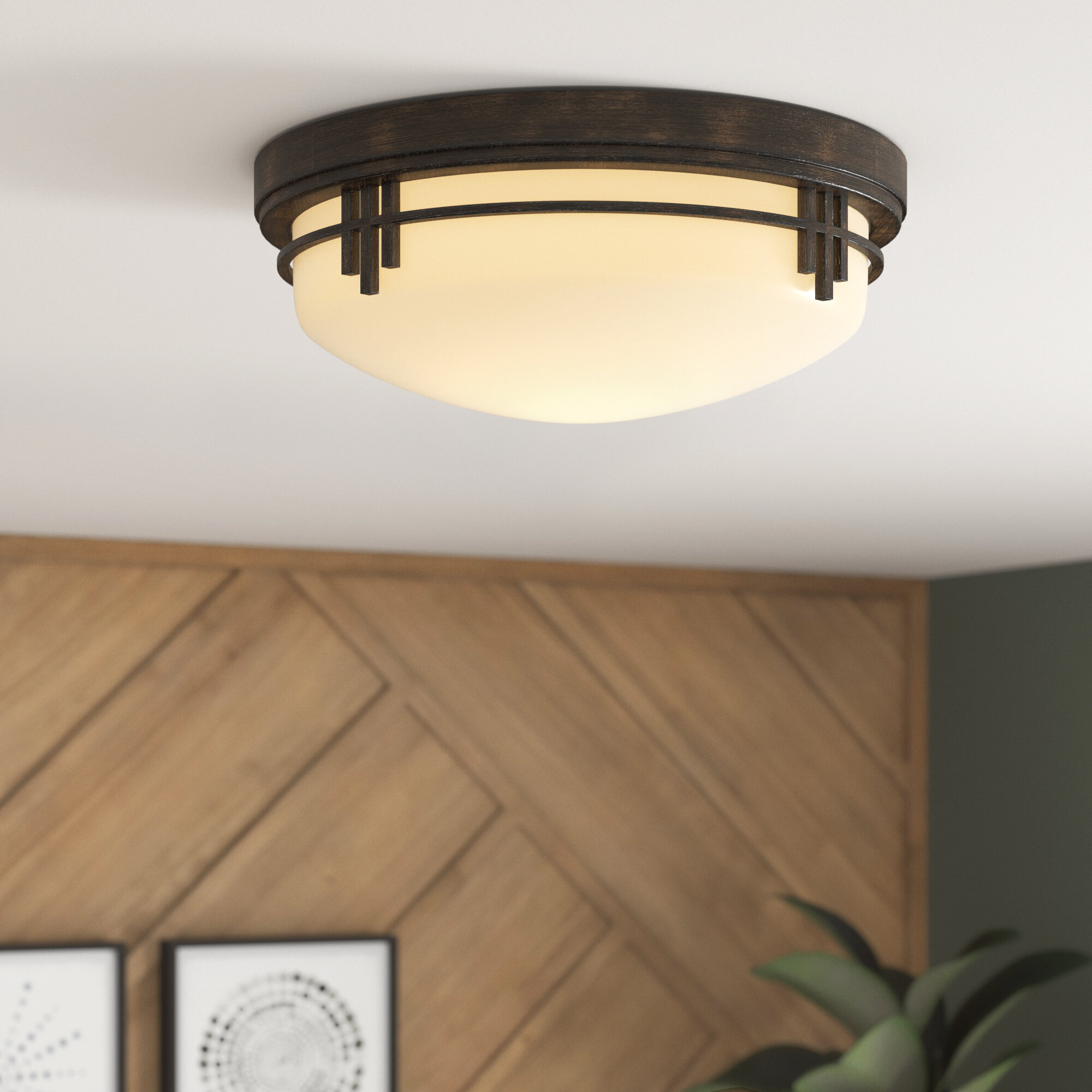 Designers Fountain 82121-WM Mission Ridge 1 -Light 13.0-in Brown Flush Mount Light